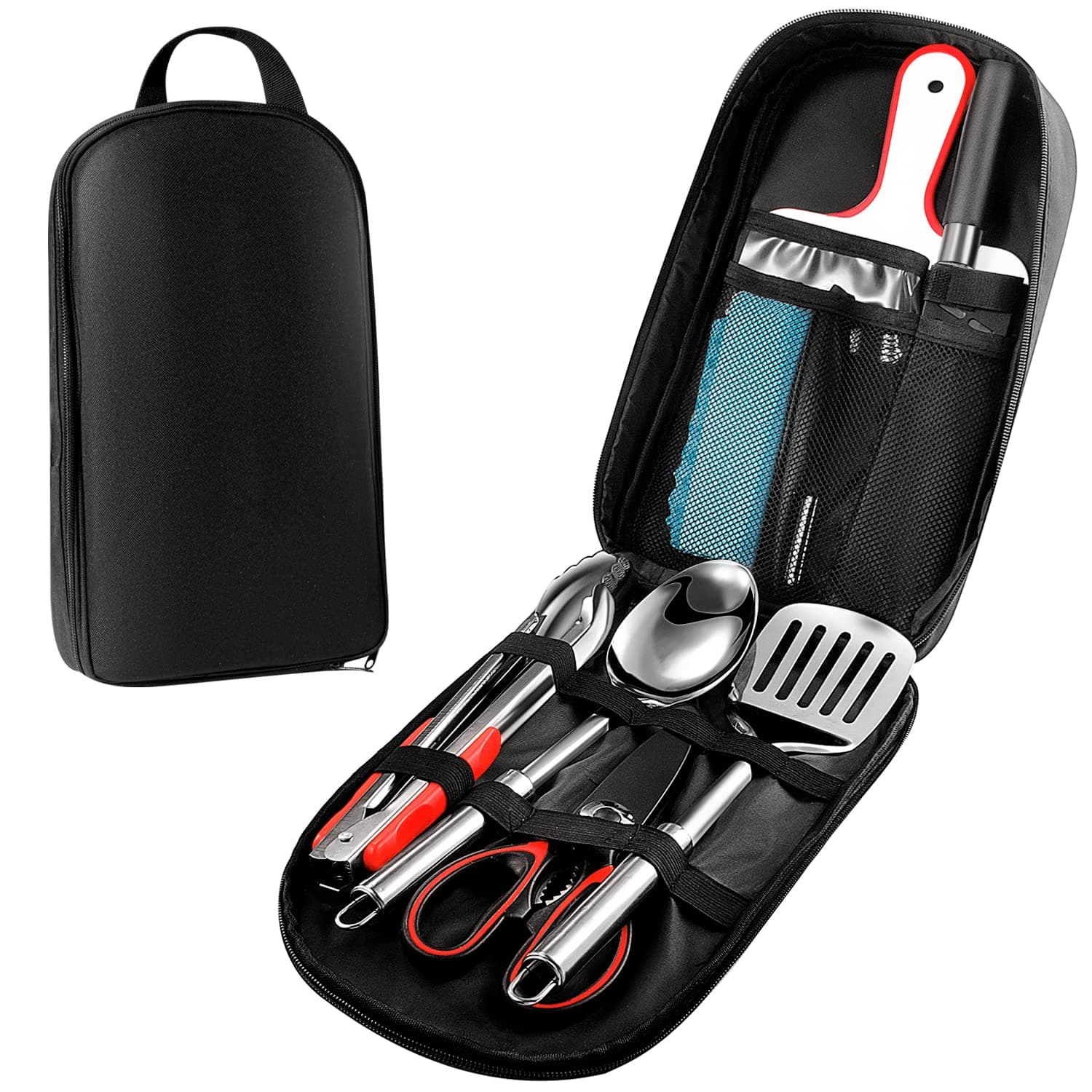 Camping Cooking Utensils Set, 9Pcs Camping Kitchen Utensils Organizer Travel Set, Black