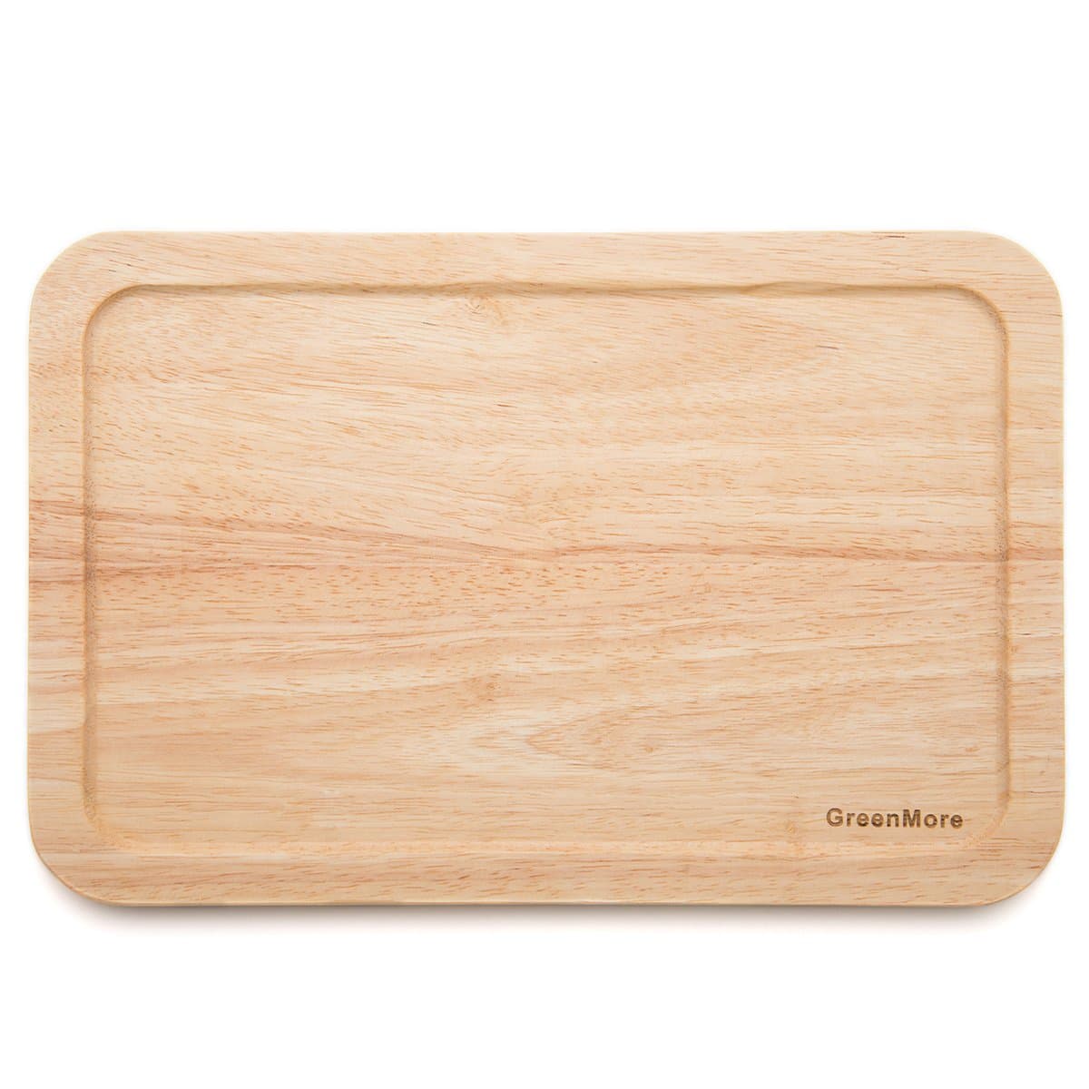 GreenMore Natural Rubber Wood Cutting Board with Juice Drip Groove, Best Kitchen Chopping Board for Meat, Cheese and Vegetables (Rectangular(40CM X 28CM X 1.5CM))