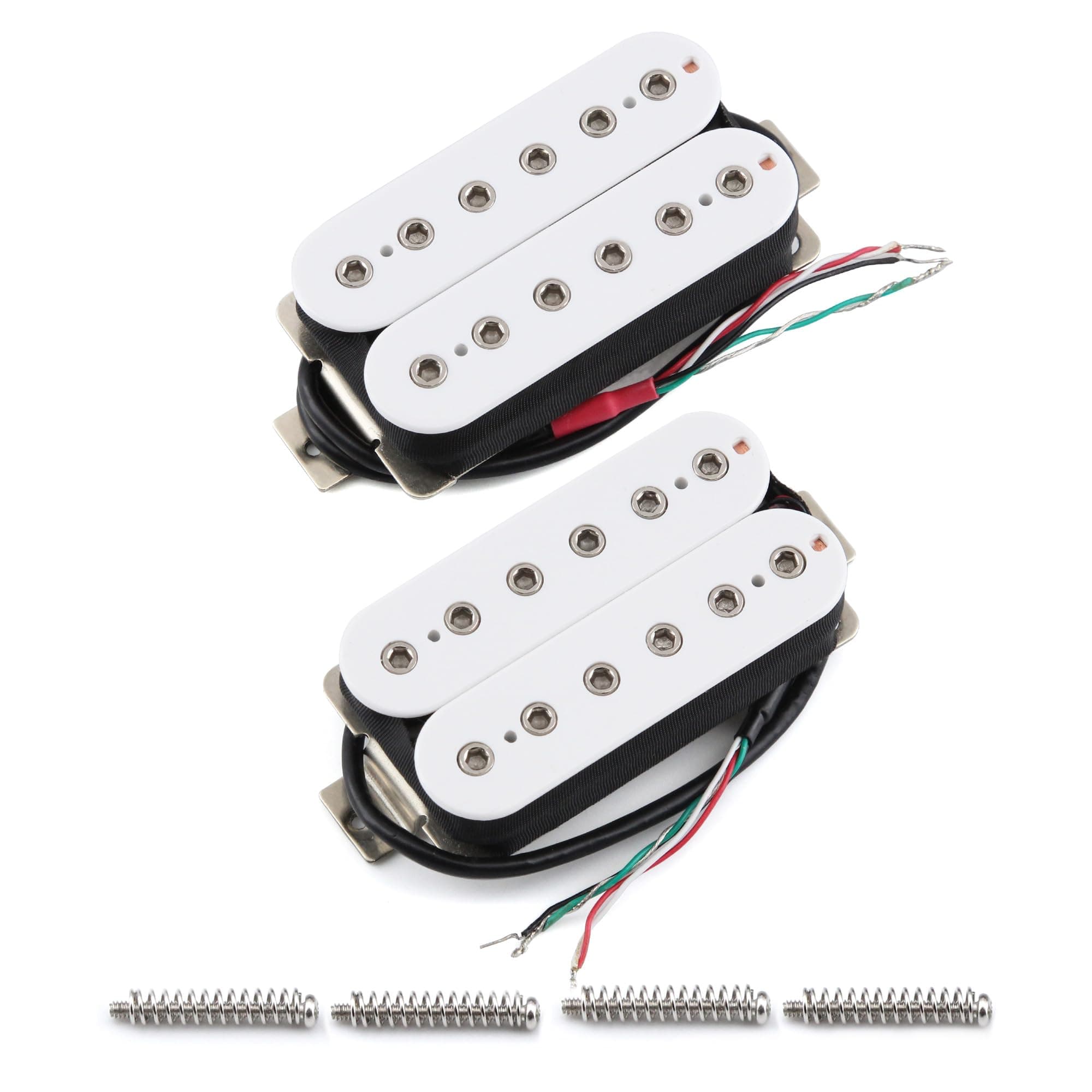 FLEOR White Ceramic Double Coil Humbucker Pickups for 6 String Electric Guitar - Neck & Bridge Pickup Set