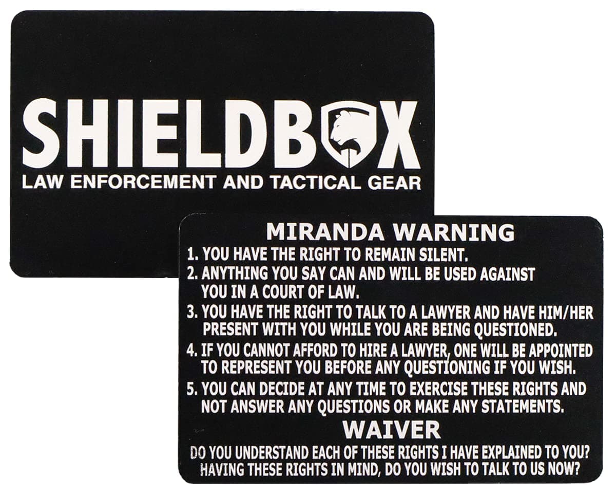 Metal Miranda Warning Card