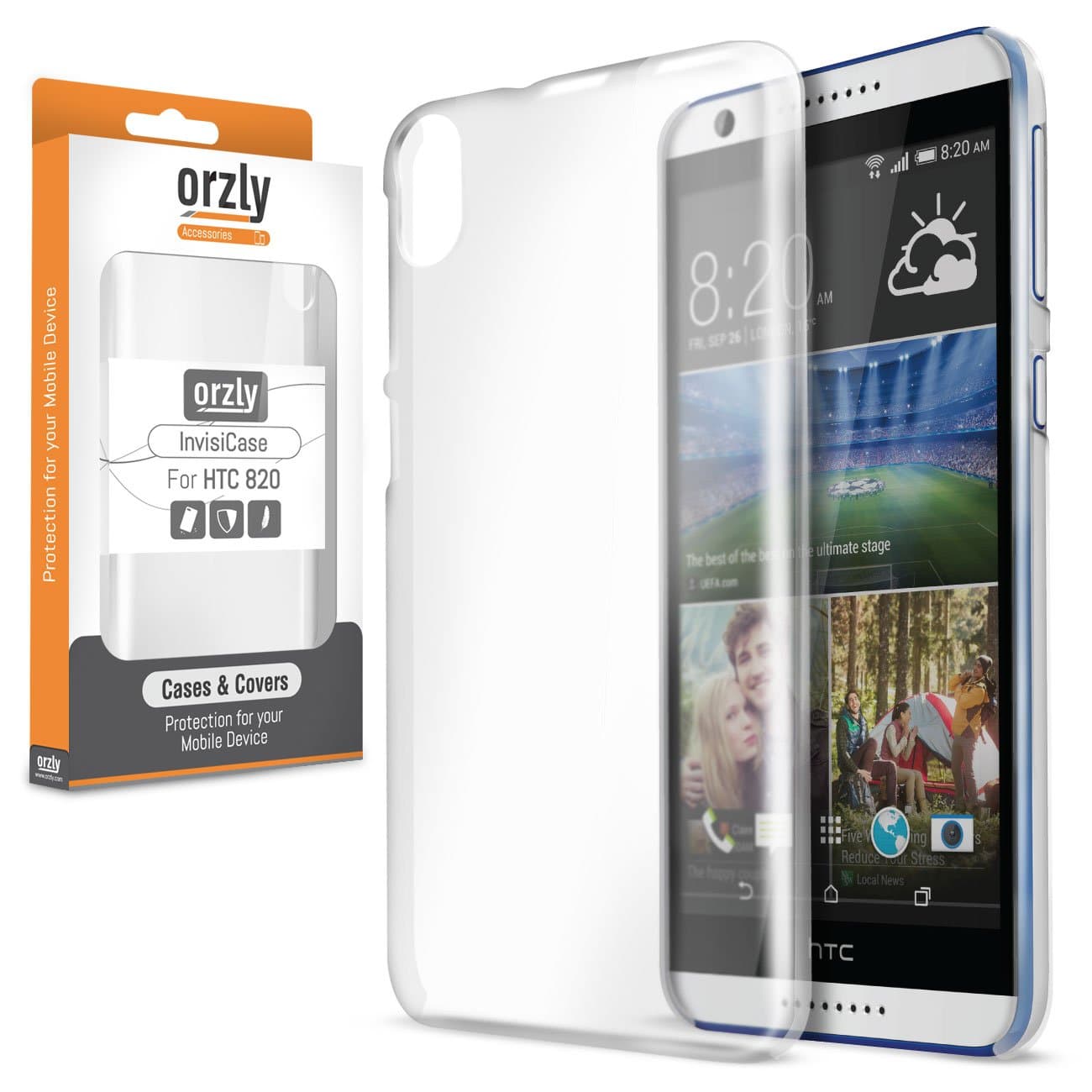 Orzly - InvisiCase for HTC Desire 820-100% Clear (100% Transparent Color) Protective Phone Cover Shell for HTC Desire 820 Smartphone/Phablet (Fits Original 2014 Model)