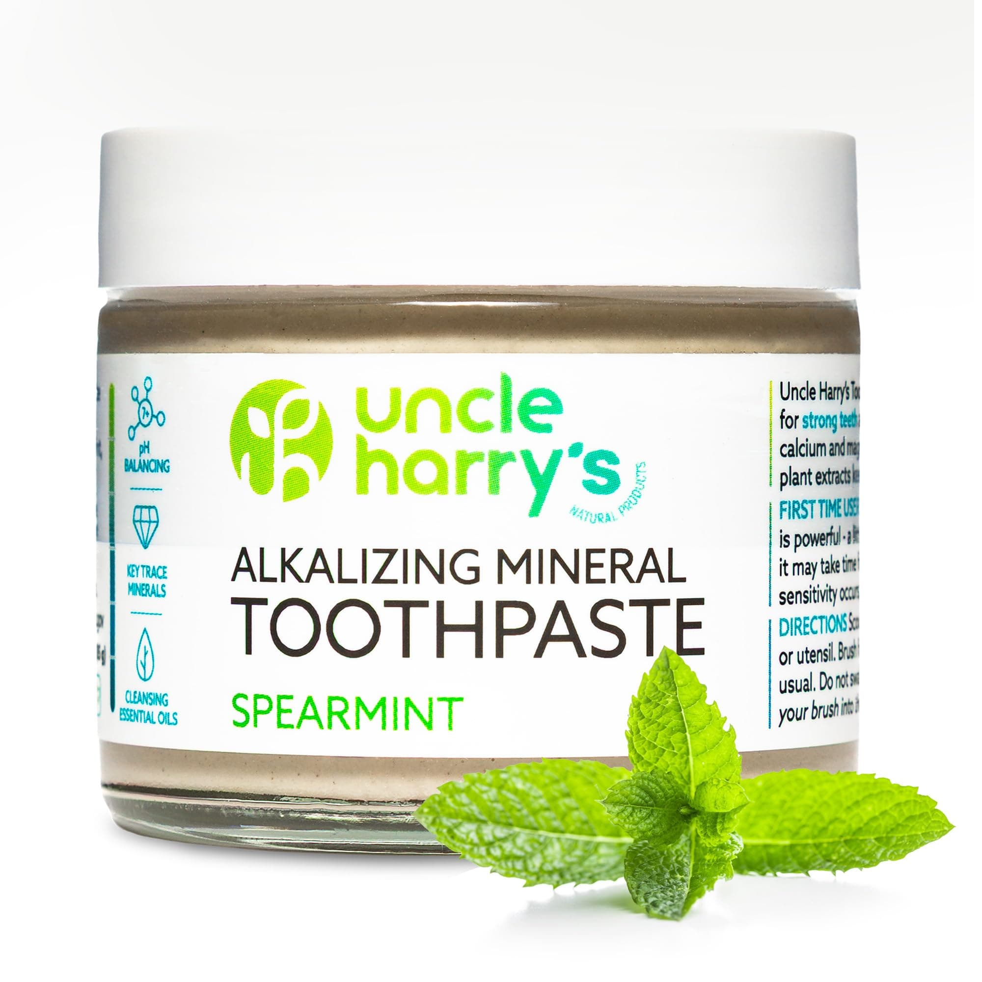Spearmint Remineralizing Toothpaste | Natural Whitening Tooth Paste Freshens Breath & Promotes Enamel | Vegan Fluoride Free Toothpaste
