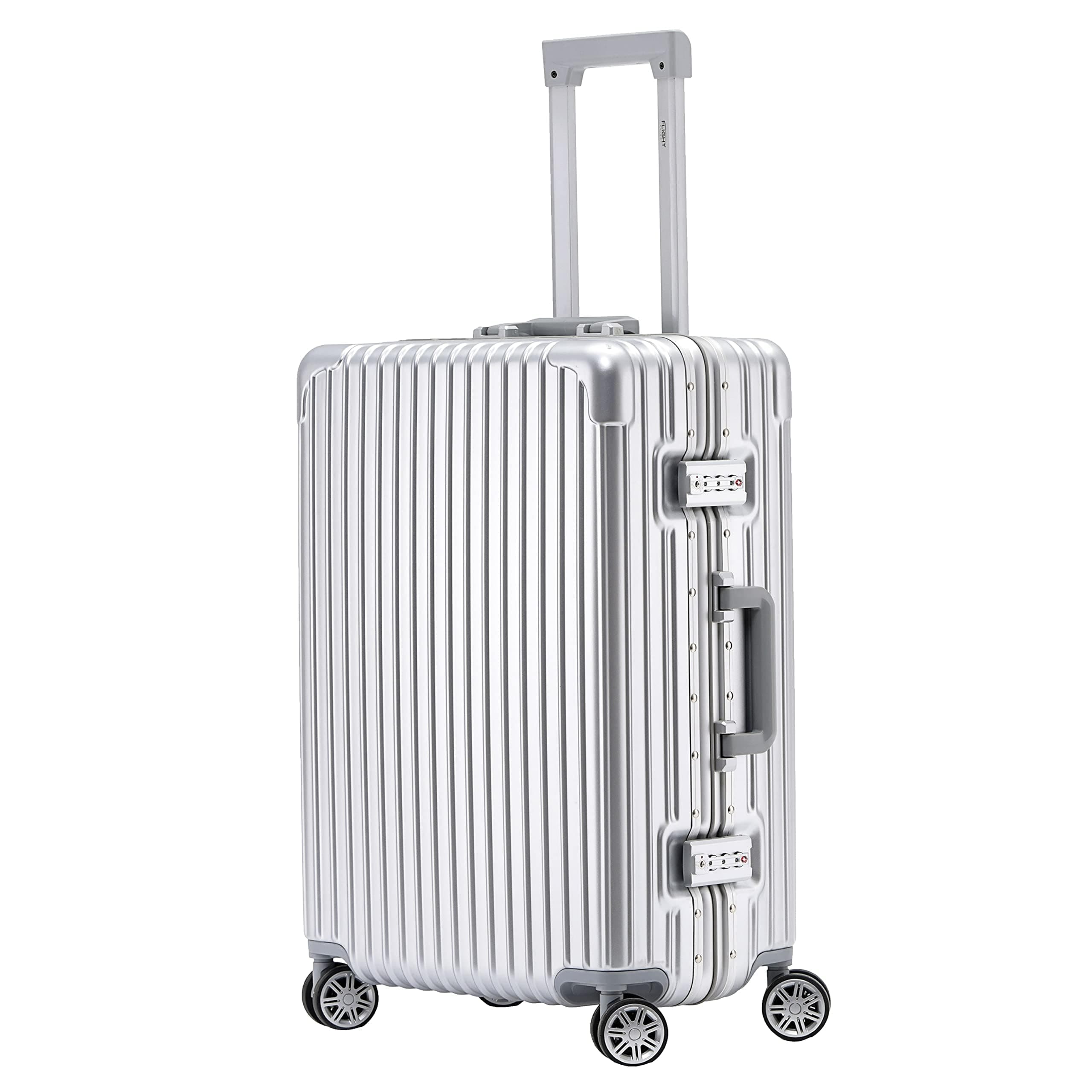 Flight Knight Premium Travel Suitcase - 8 Spinner Wheels - Built-in Side Lock Lightweight Aluminium Frame, ABS Hard Shell Carry on Check in Luggage Highly Durable - Approved for Over 100 Airlines