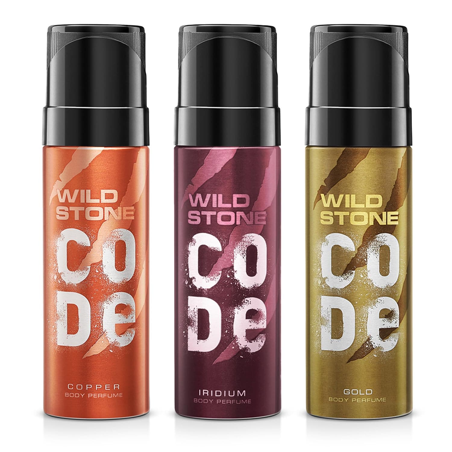 Copper, Gold & Iridium No Gas Body Perfume Combo for Men, Pack of 3 (120 ml each)