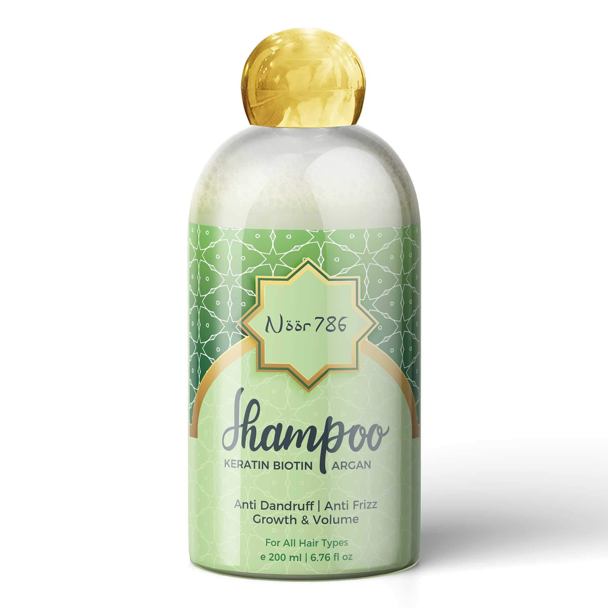 Noor 786 Halal Friendly Keratin Biotin Argan Anti Dandruff | Anti Frizz Shampoo For All Hair Types For Men & Women, 200 ml