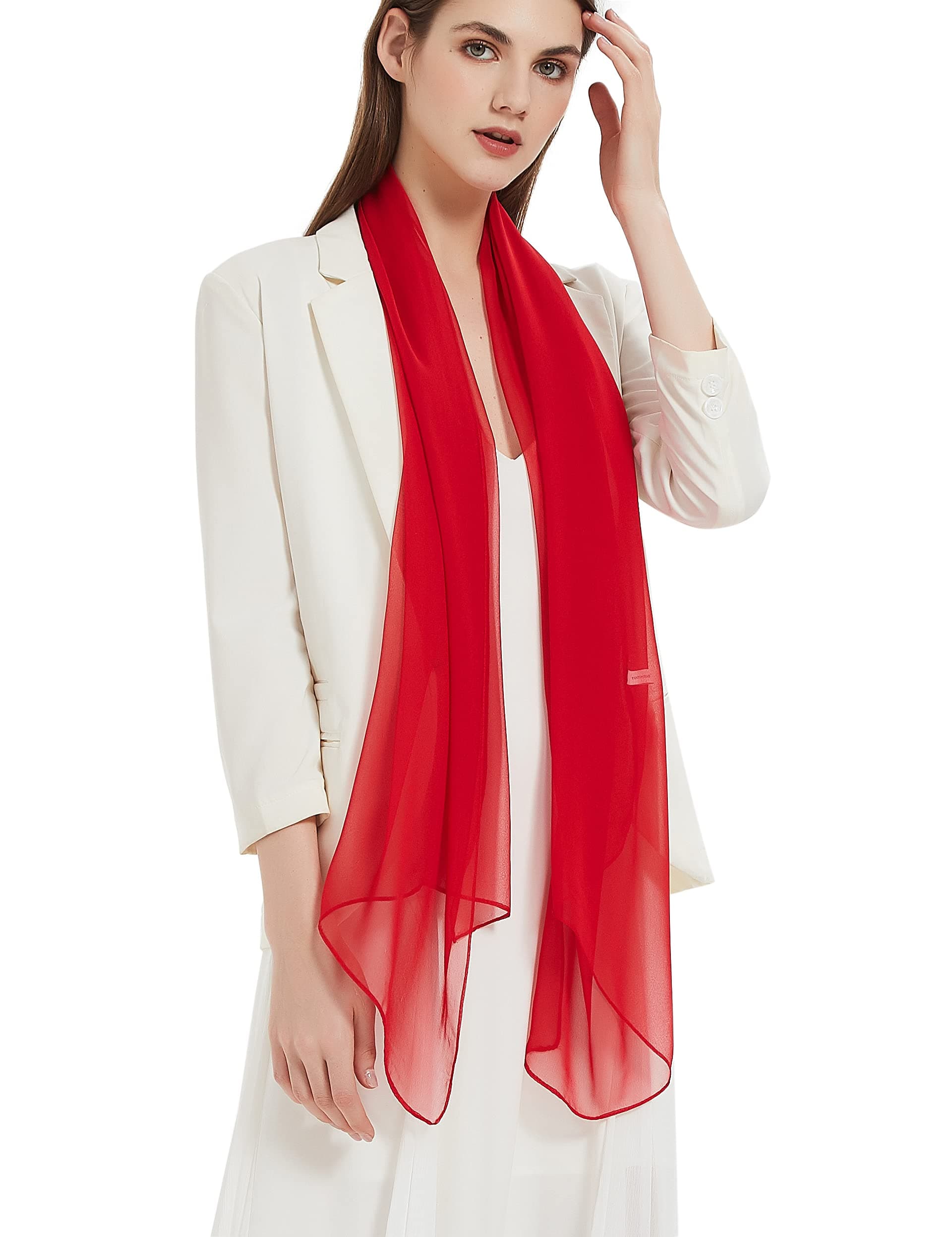 Long Chiffon Sheer Scarf For womens