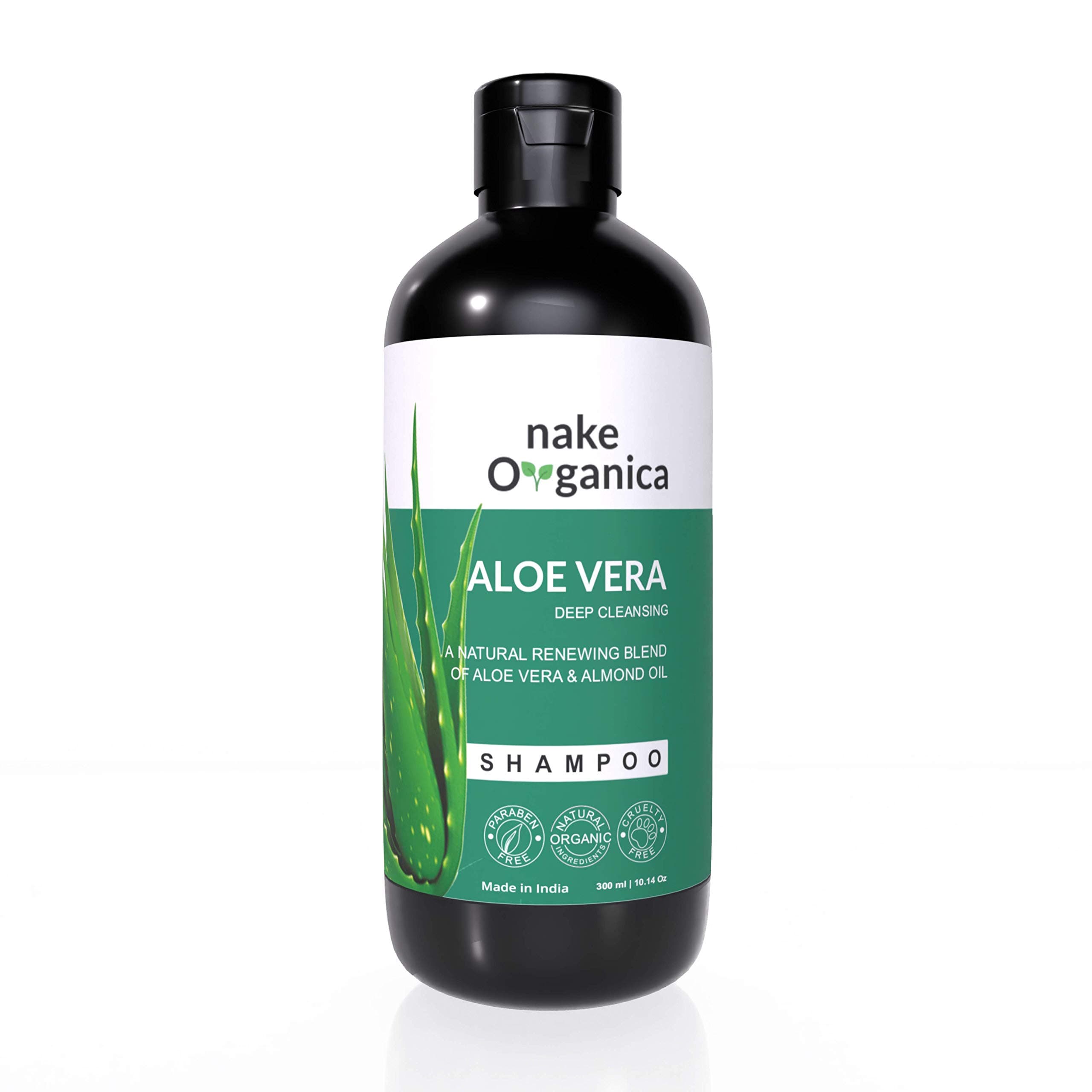 Nake Organica Aloe Vera Shampoo -Anti Dandruff | Clarifies Scalp | Clears away dandruff flakes | Relieves from excessive oil | Relieves from dandruff related itching |100% Vegan, Paraben Free | 300ml