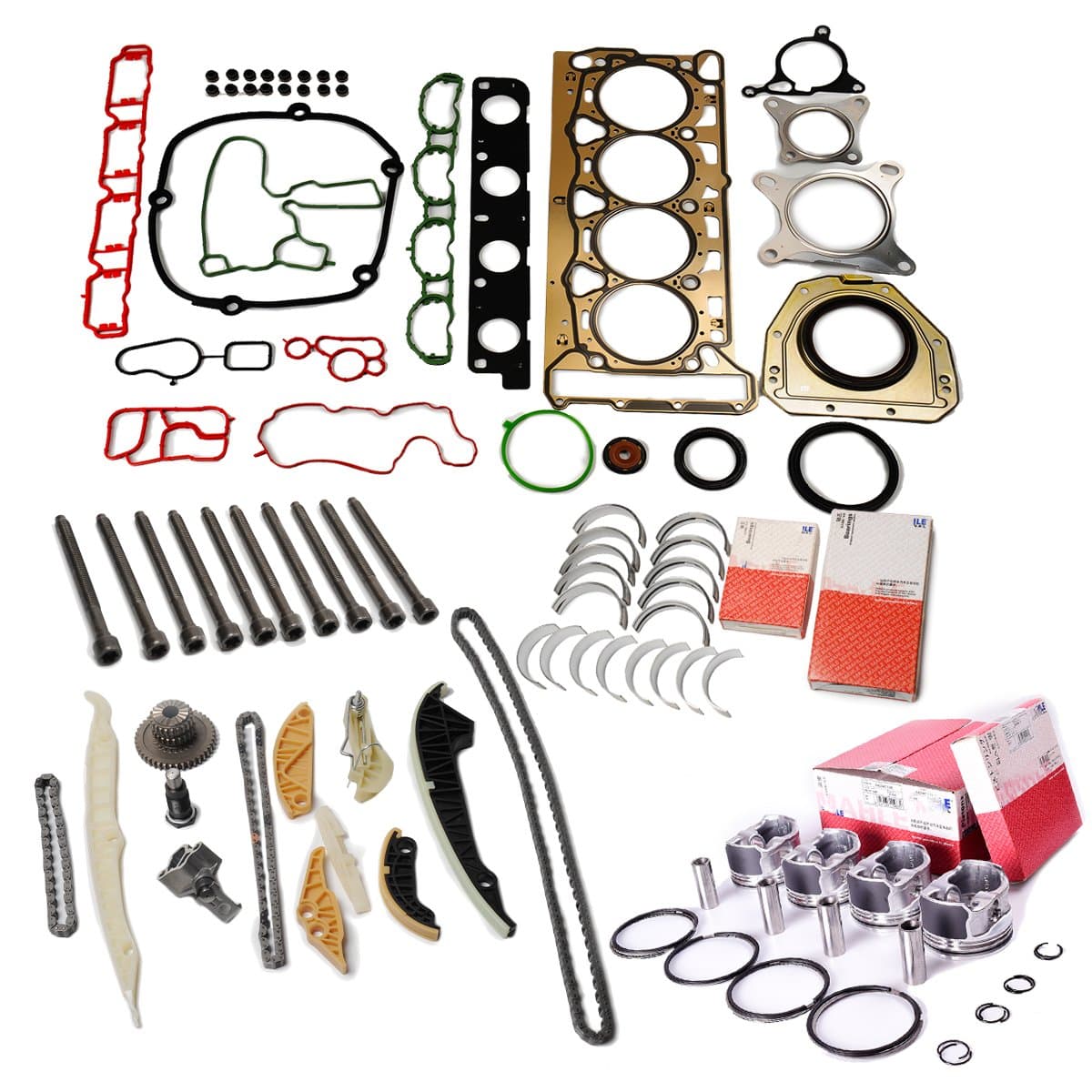 Amzparts Engine Pistons Seals Timing Overhaul Rebuild Set Compatible for 2.0 TSI CBFA CAEB