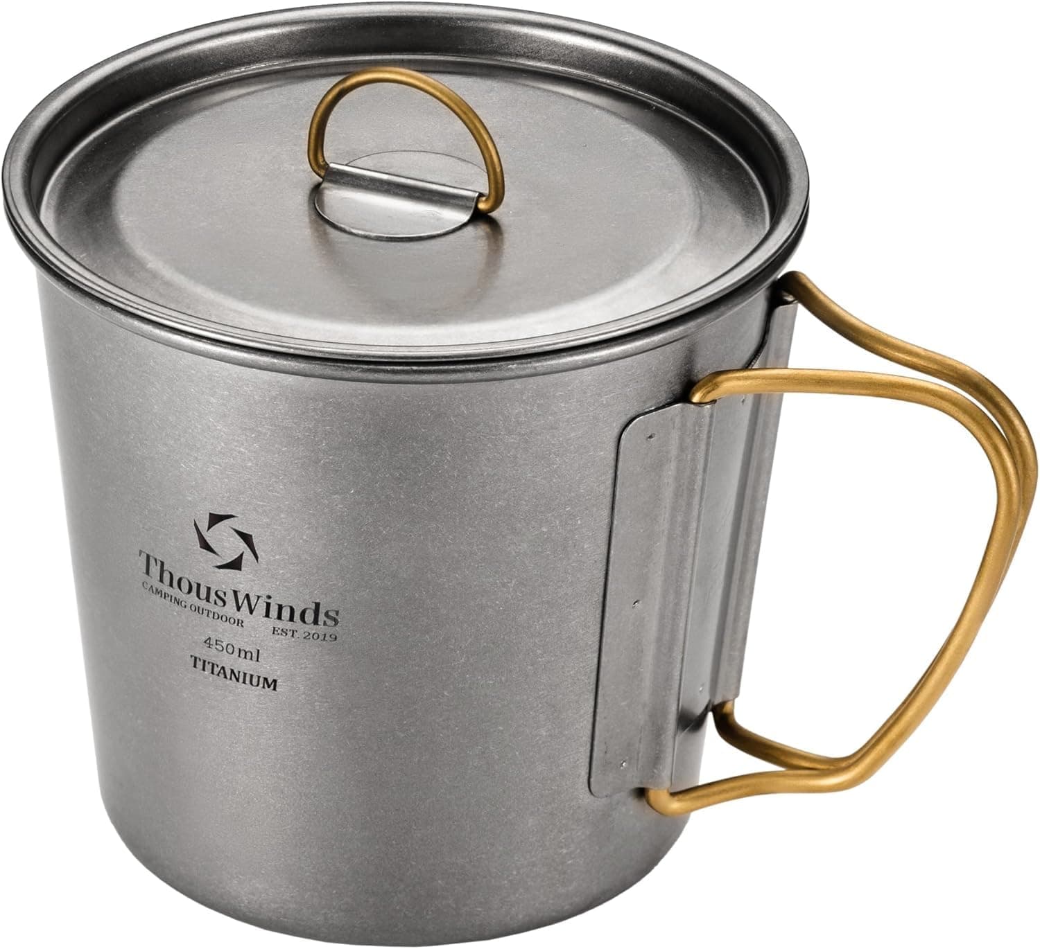 Thous Winds Titanium Cup, 450 ml, Camping Coffee Cup with Foldable Handle