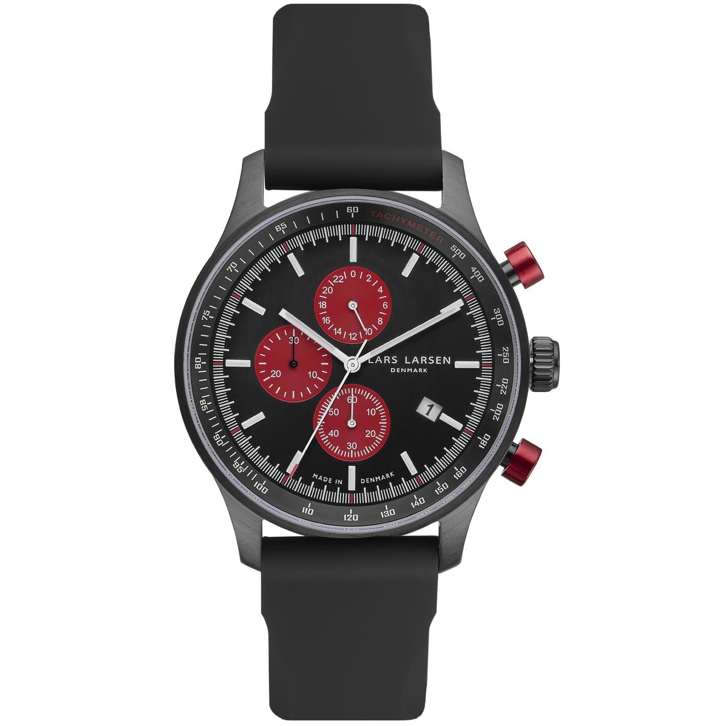 Lars Larsen LW33 Men's Quartz Watch with Black Dial Analogue Display and Black Silicone Strap 133CBBS