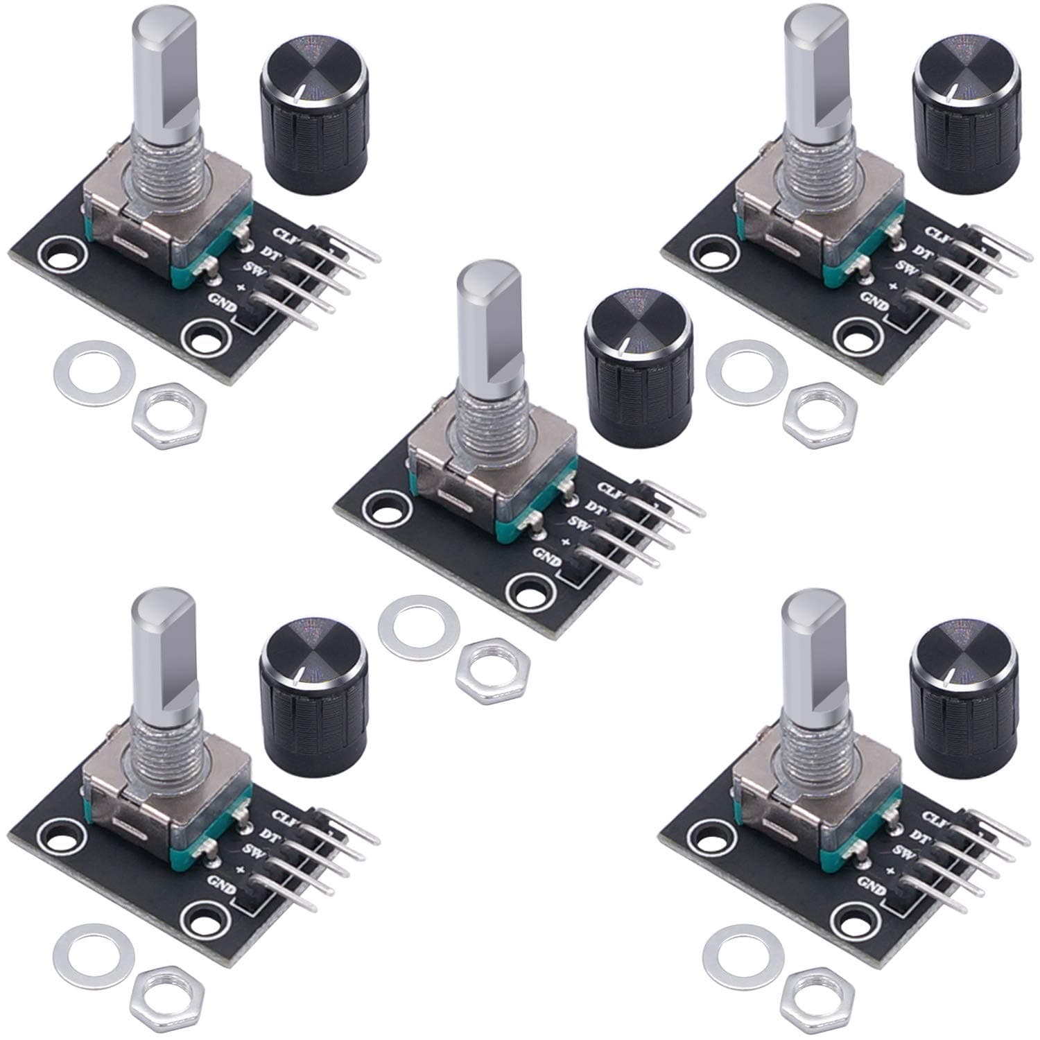 Taiss / 5pcs Rotary Encoder Module KY-040 with 15×16.5mm with Button Cap for Arduino