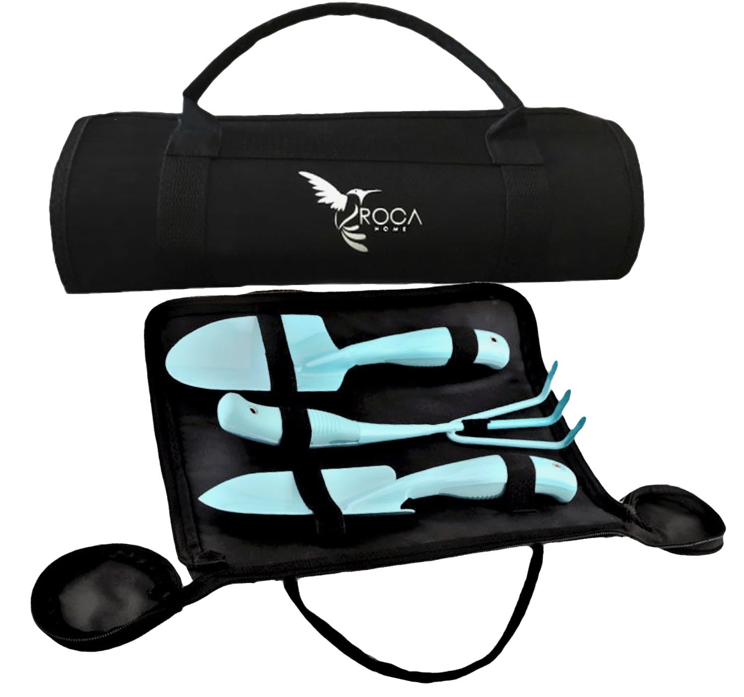 Garden Tools Set - Gardening Tools with Garden Tools Carry Bag by ROCA. Great Gardening Gifts. Gardening Guide Included