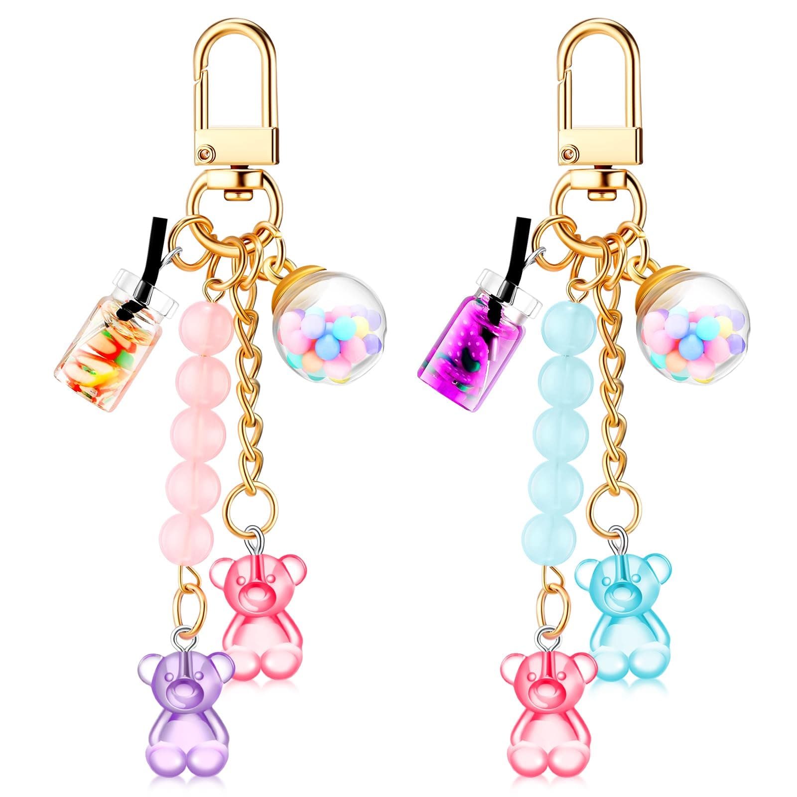 Cute Resin Bear Keychain Macaron Bear Keychains Candy Pendant Jewelry Gift Bag Key Ring Accessories for Girl Women