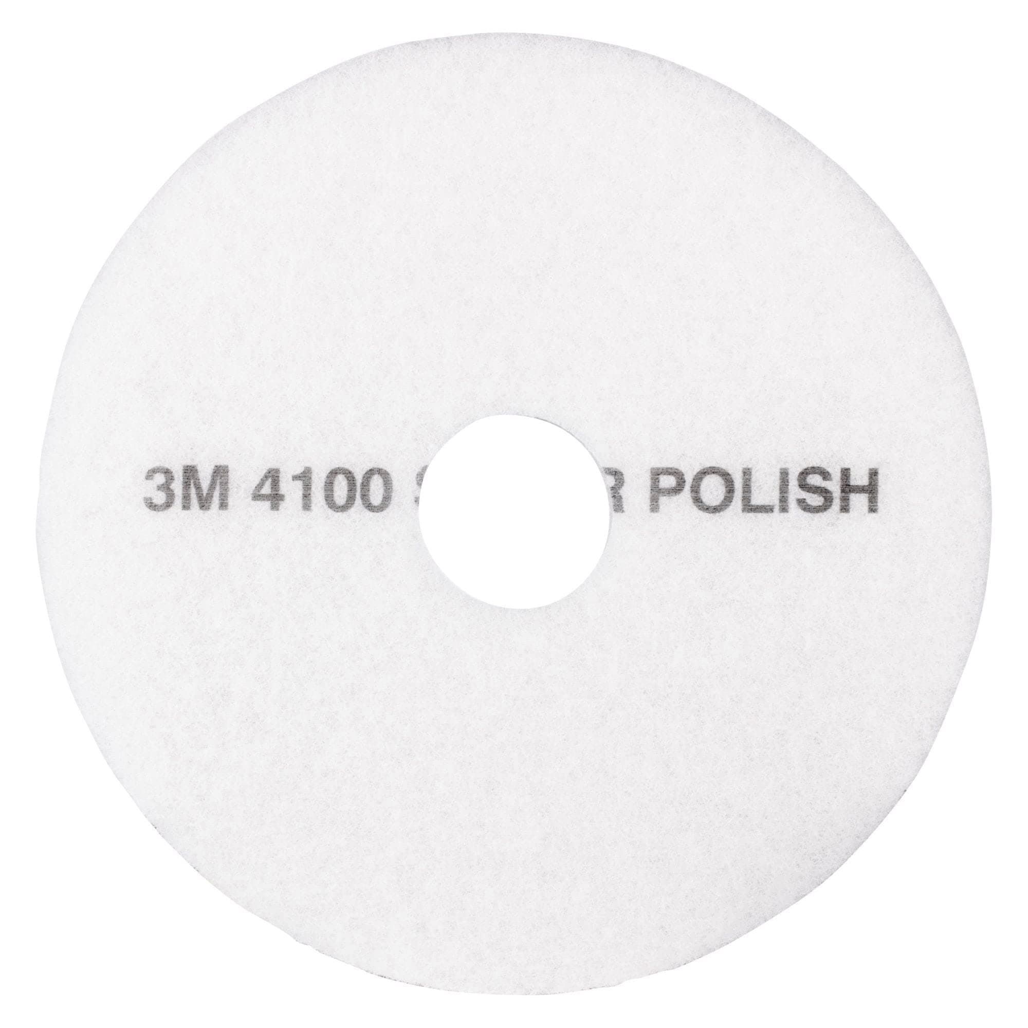3M White Super Polish Pad 4100, 17" Floor Pad, Machine Use (Case of 5)
