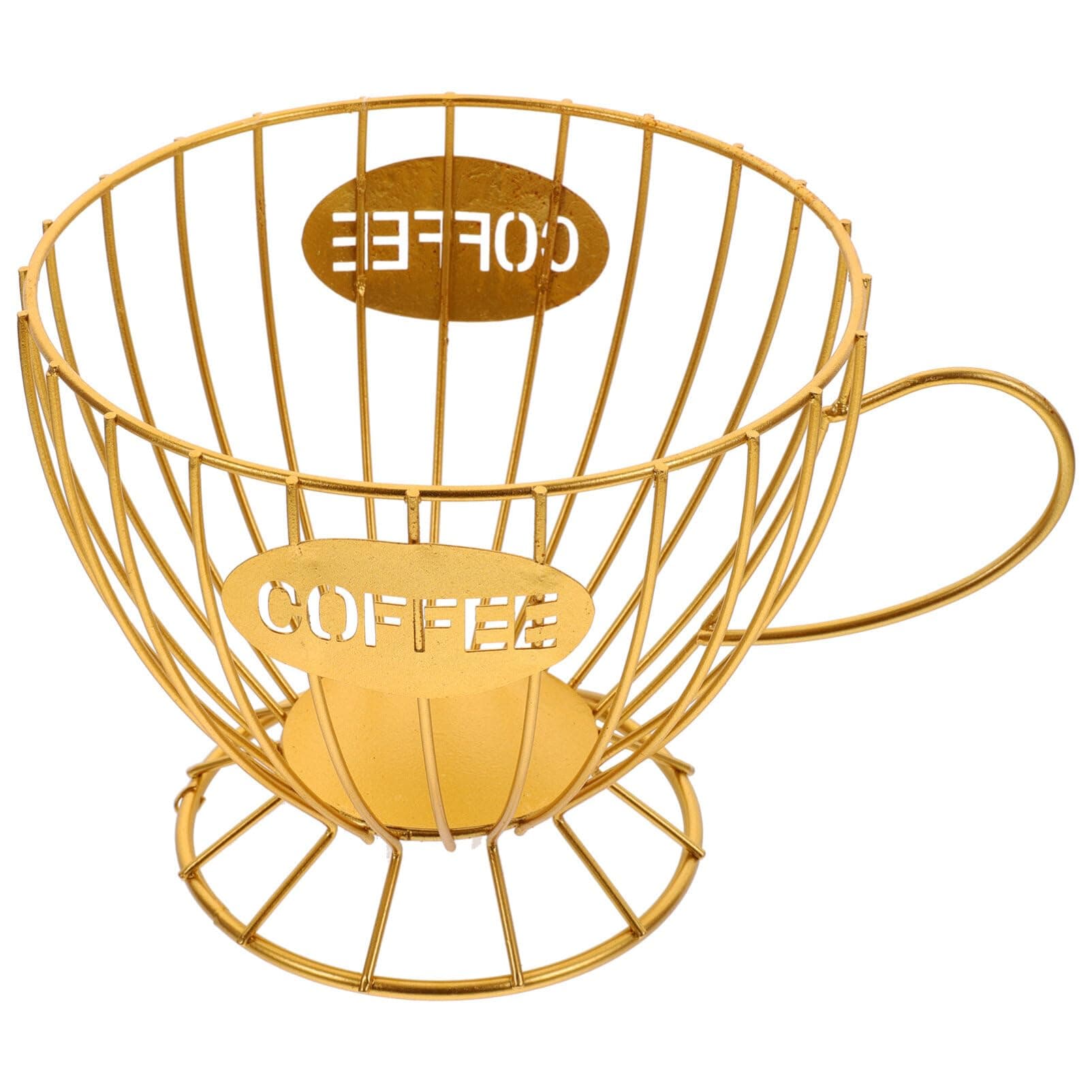 Luxshiny coffee storage basket large capacity coffee pod holder Tea Packet Storage mug shape pod organizer coffee pod holders for counter Coffee Pod Canister iron Strong coffee hollow out