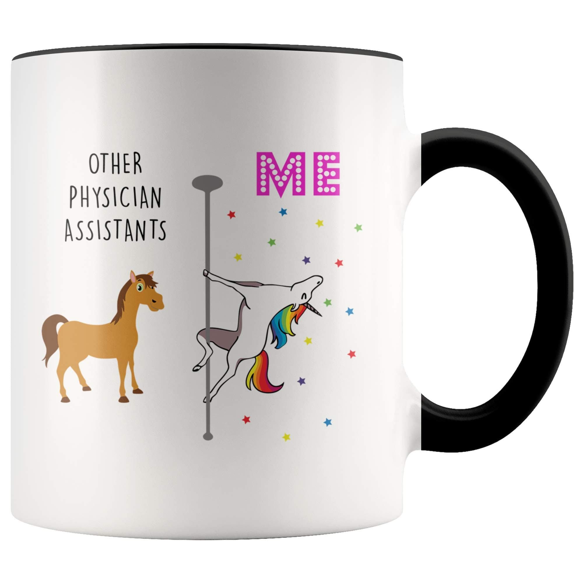YouNique Designs Physician Assistant Coffee Mug, 11 Ounces, Unicorn Mug, Physician Assistant Gifts (Black Handle)