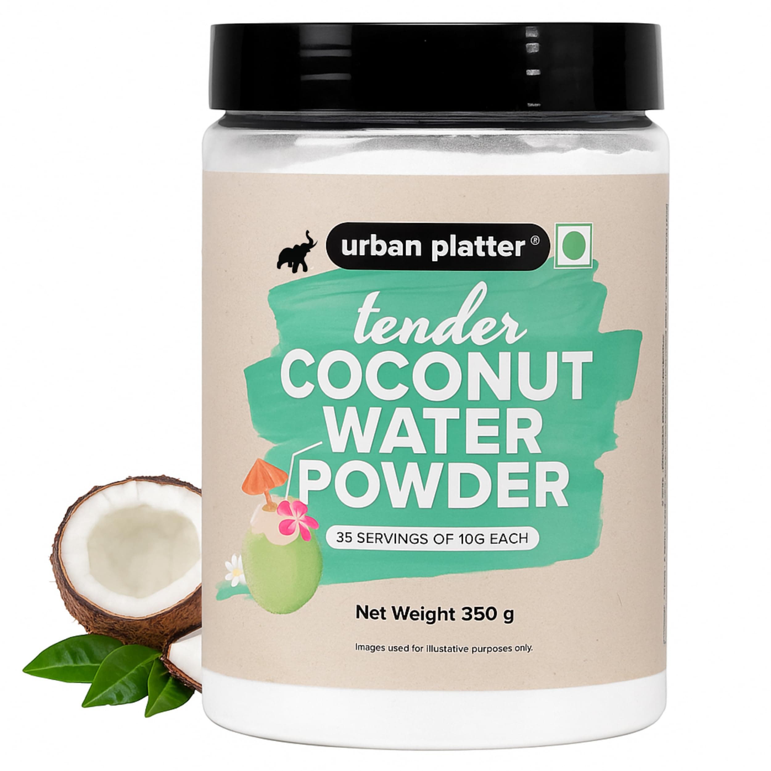 Urban Platter Tender Coconut Water Powder | 12.35 Oz (350g) | Refreshing Energy Drink | Natural Electrolytes Hydration | Improves Immunity | Ideal for Sports Drinks & Smoothies