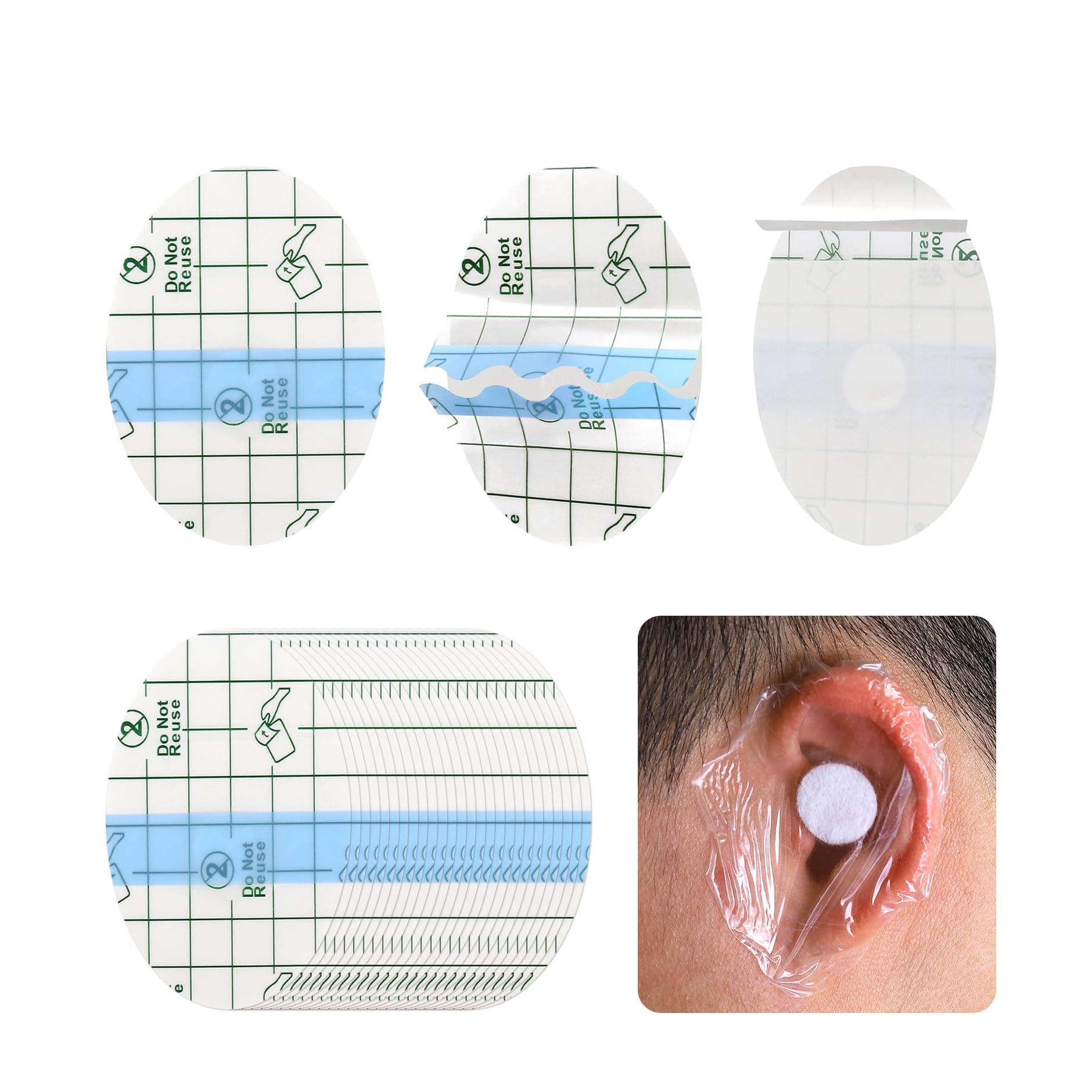 120 PCS Disposable Waterproof Ear Patches, Baby Ear Covers for Swimming Shower Ear Protectors with Soft Cotton, for Shower Surfing Snorkeling and Other Water Sports