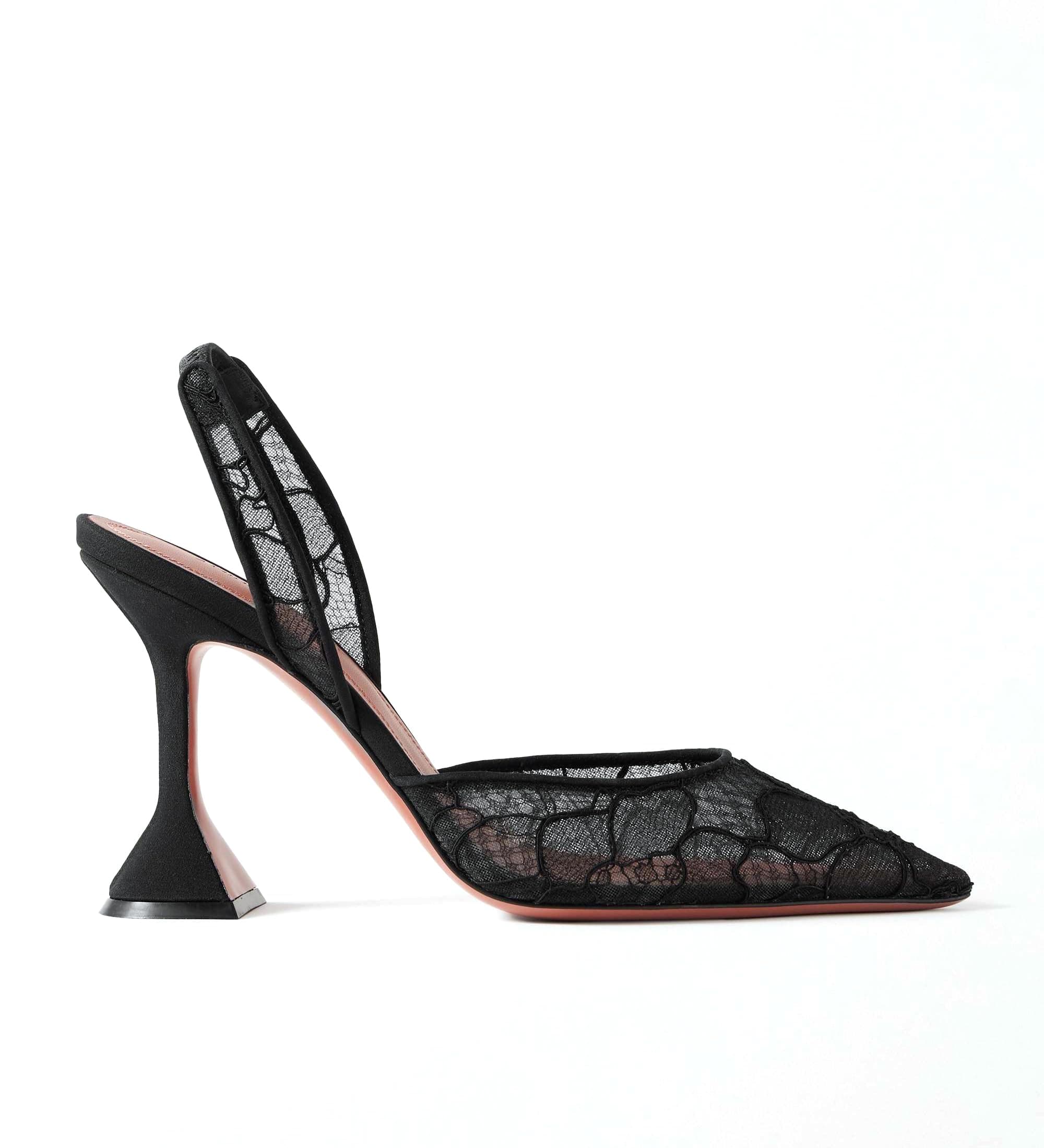 Slingback Mesh Mule Heels for Women with 3.75 Inches Heel