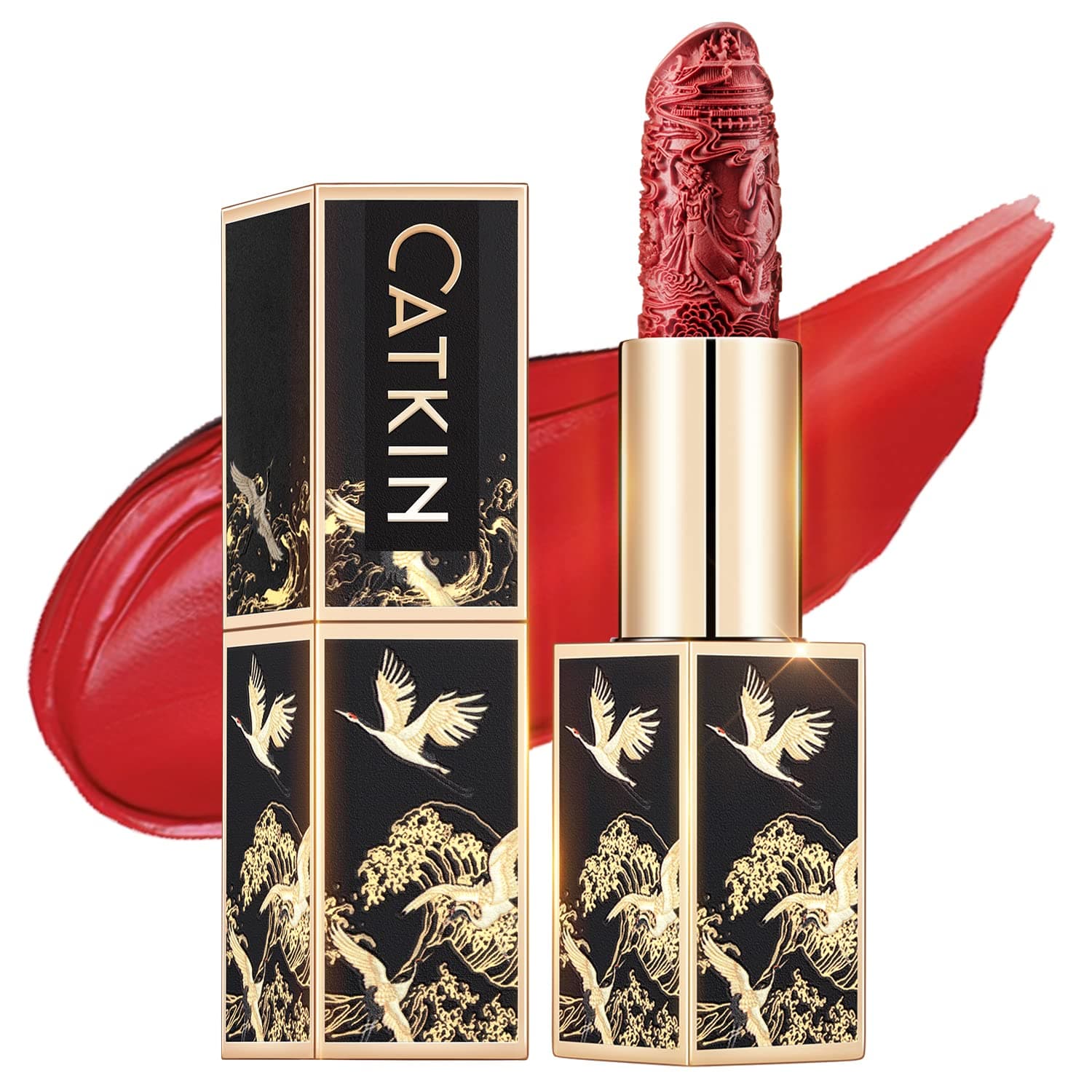 Catkin Rouge Matte Lipstick, Waterproof Long Lasting Satin Moisturizing Smooth Soft 0.13 Ounce-Chinese Style (C.130)
