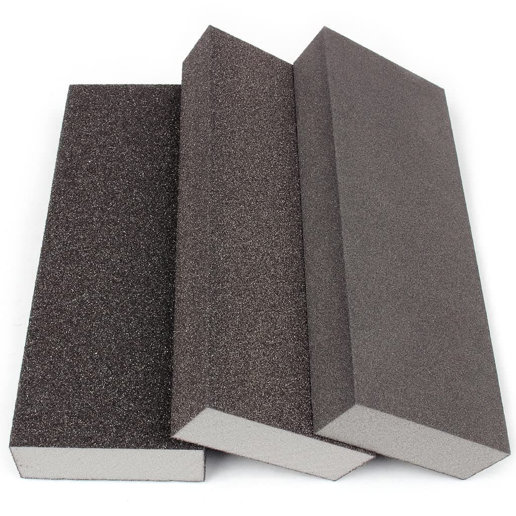 Sanding Block 3 Pieces Lengthened Sanding Sponges with 3 Different Grits(60,100,180) Coarse/Medium/Fine Wet and Dry Washable and Reusable Sanding Pads Sandpaper for Wood Walls and Metal