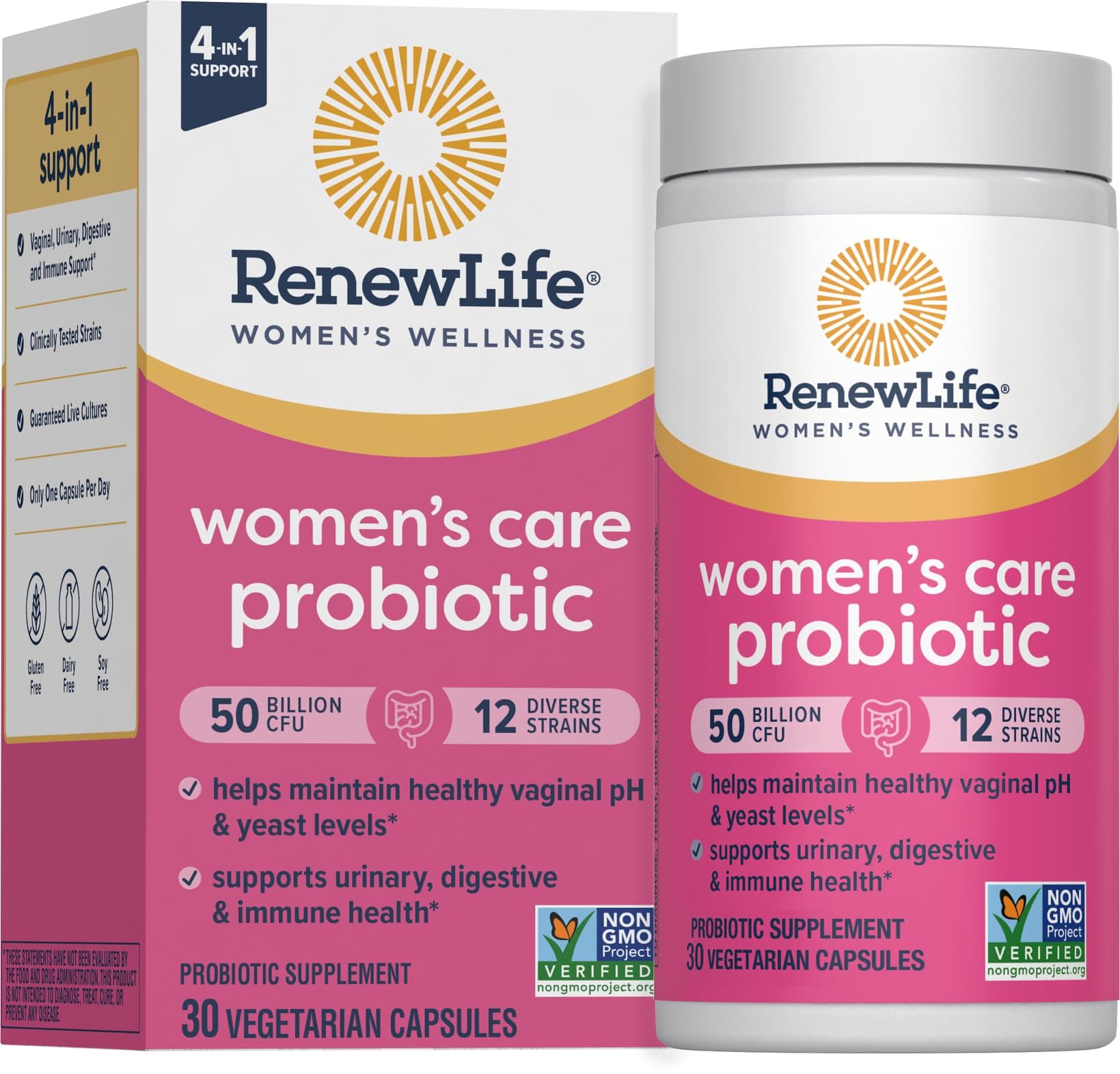 Women's Probiotics 50 Billion Guaranteed, Probiotic Supplement, 12 Strains, Shelf Stable, Gluten Dairy & Soy Free, 30 Capsules, Women's l