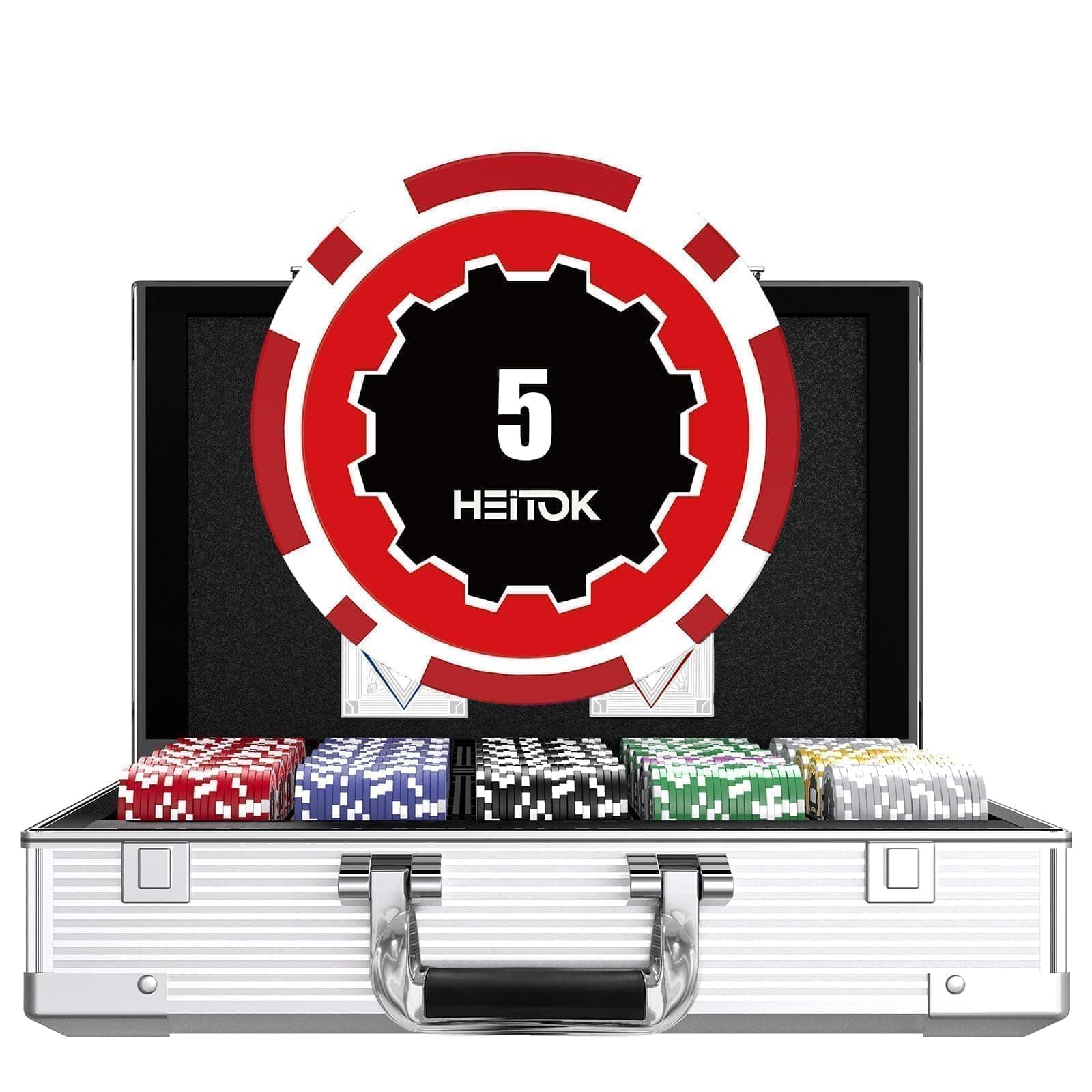 1000 Piece Poker Chip Set With Aluminum Case 11.5g Weighted Numbered Casino Chips For Texas Holdem Blackjack Tournament And Adult Game Night With Cards And Buttons