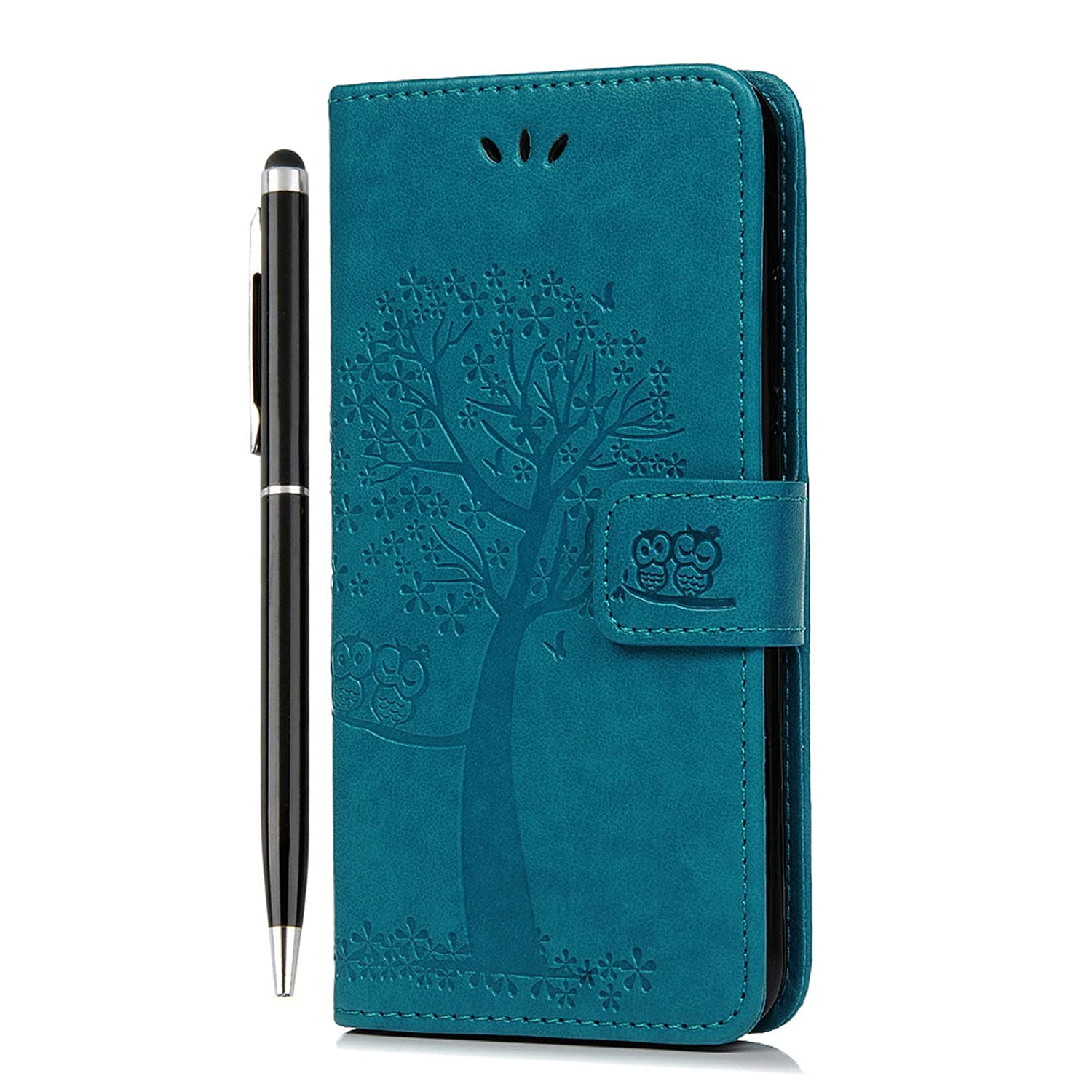 Nokia G22 Case - Shockproof Flip Wallet PU Leather Owl Tree Magnet Cover with Kickstand & Card Holder - Blue