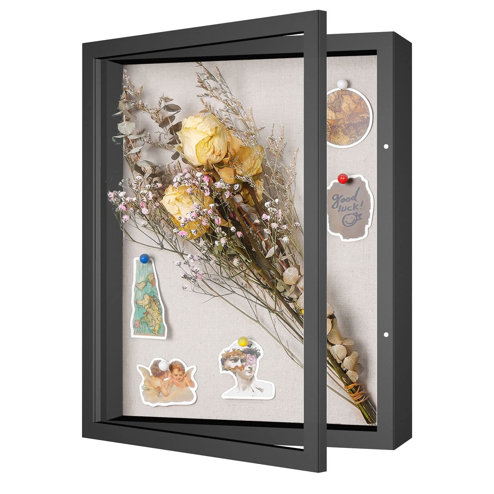 Califortree 11x14 Shadow Box Frame with Linen Back - Sturdy Memory Display Case of Flower, Pictures, Medals and More, Black