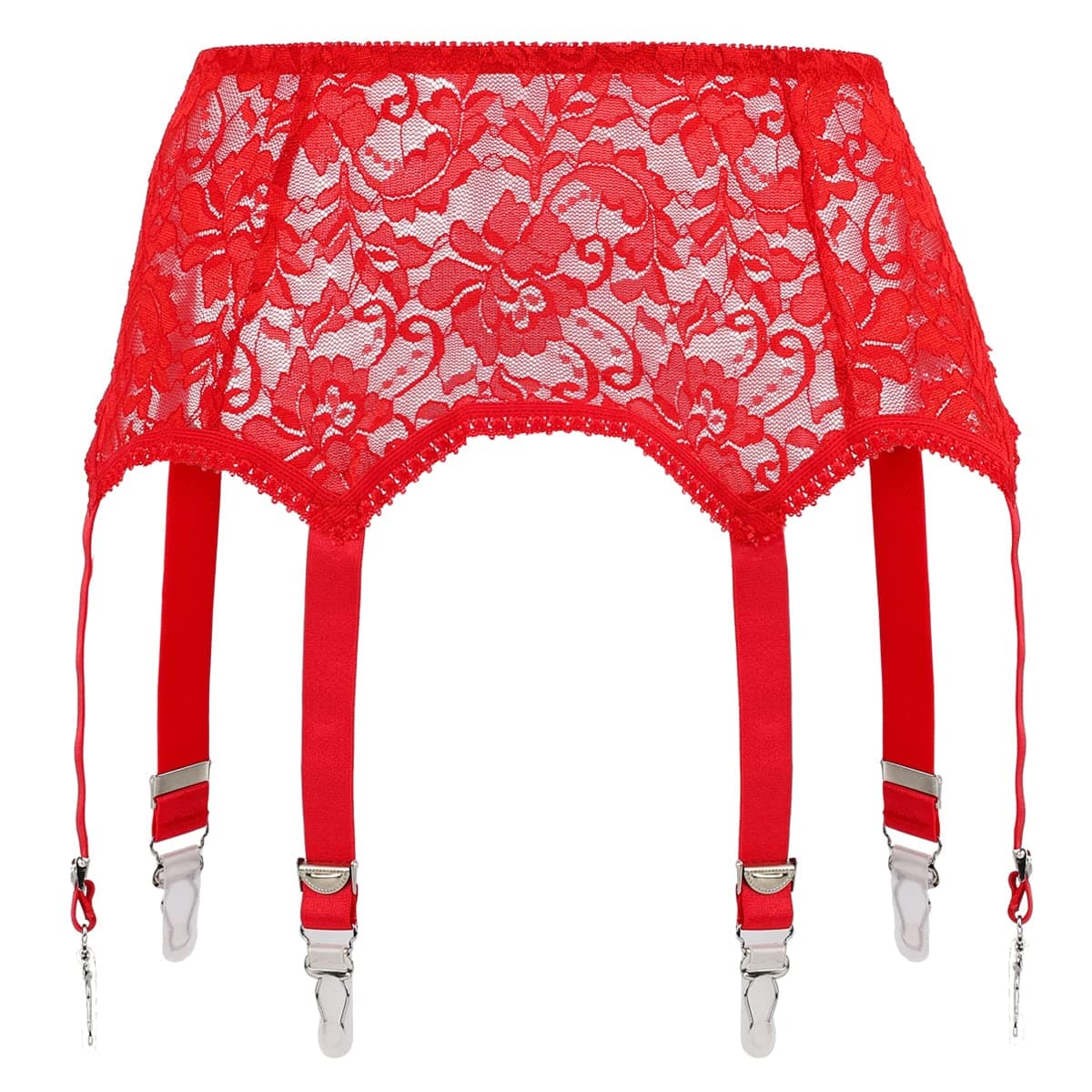 Lace Garter Belt/Sexy Mesh Suspender with 6 Vintage Strap Metal Clip for Women Stocking/Lingerie (Garter Belt Sold Only)