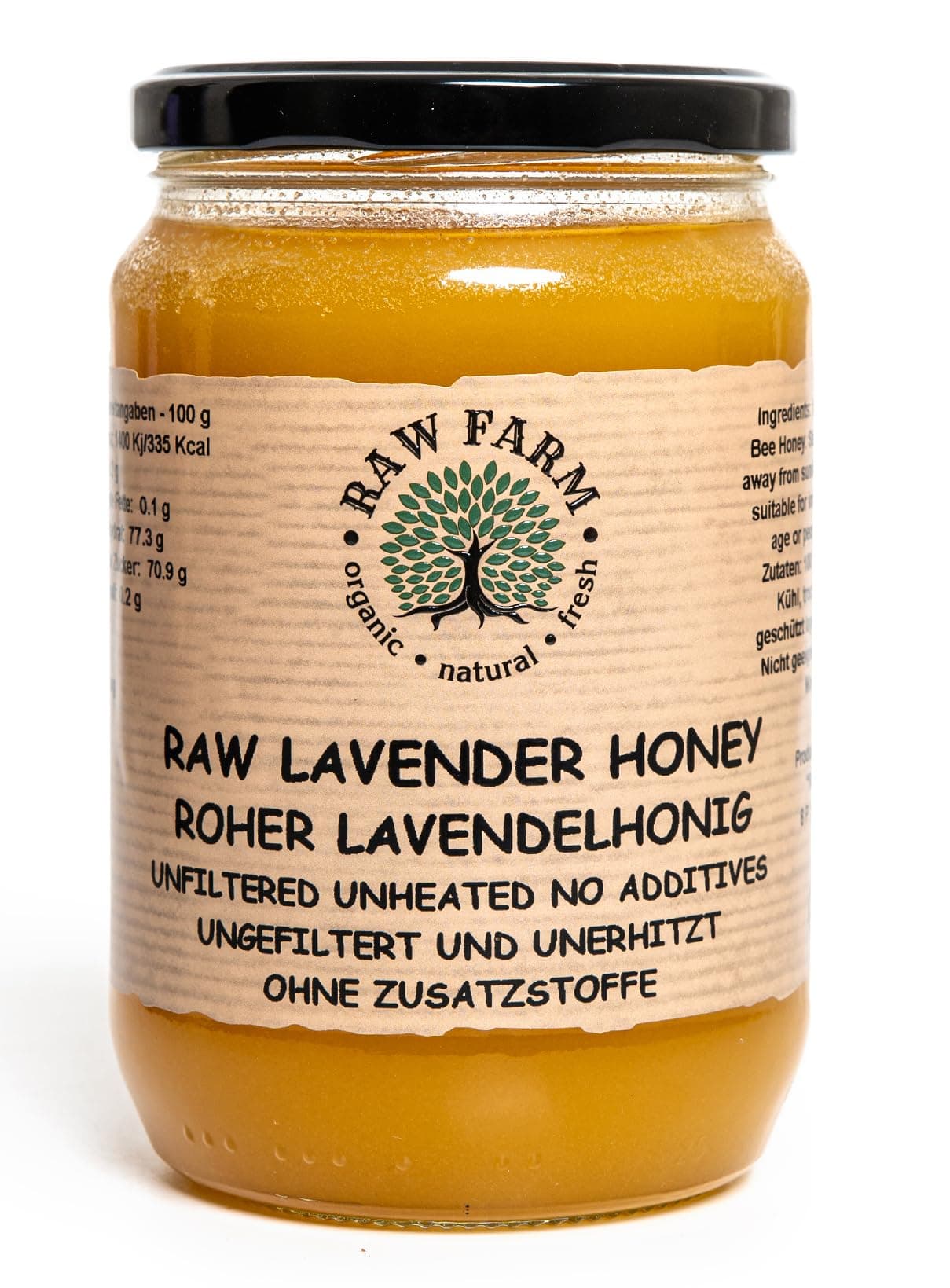 Raw Farm - Pure Raw Lavender Honey 900 g - Unfiltered, Unheated, Unprocessed, Cold-Extracted – Rich in Enzymes & Pollen, Straight from RAW FARM Bee hives