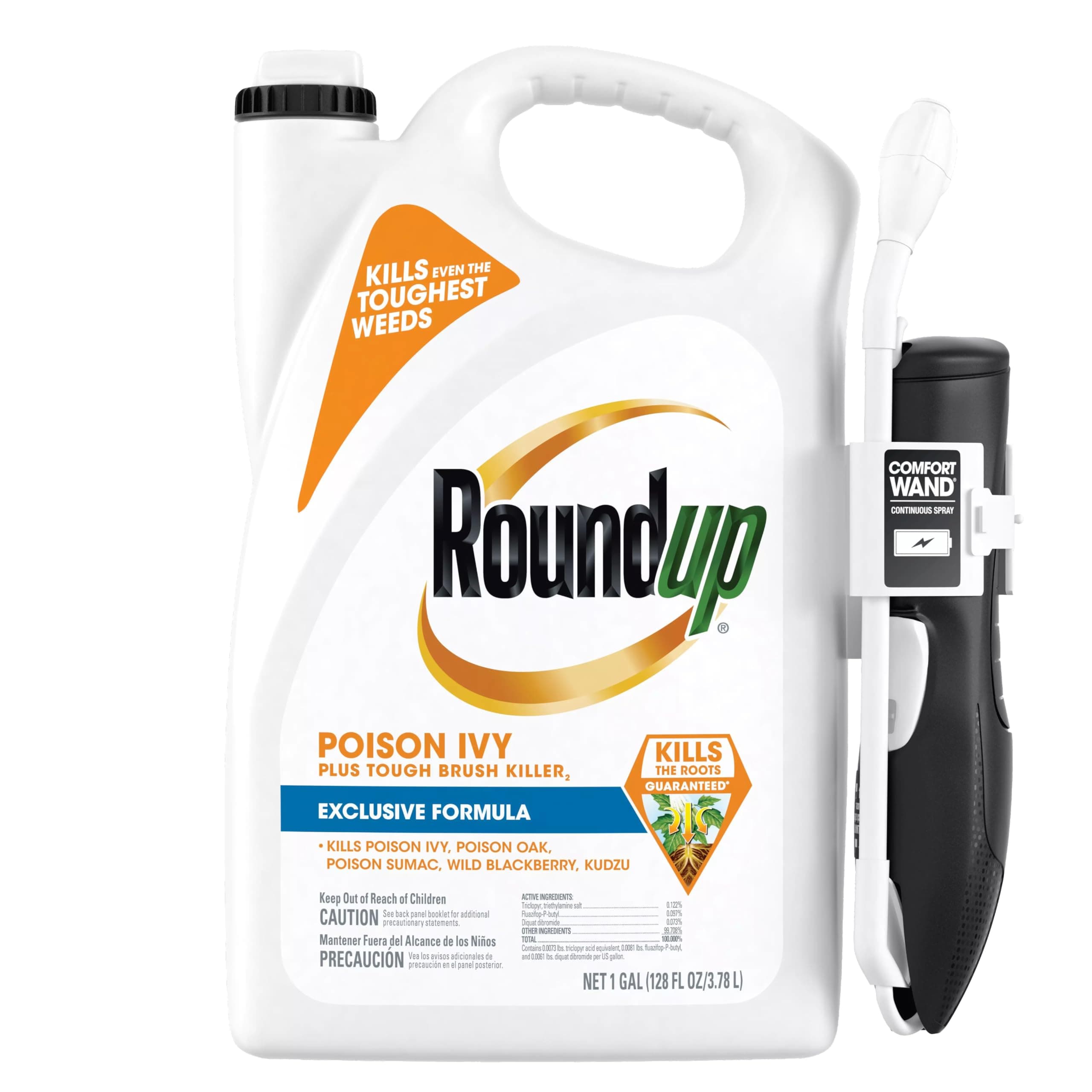 Roundup Poison Ivy Plus Tough Brush Killer₂ with Comfort Wand, Visible Results in Hours, 1 gal.
