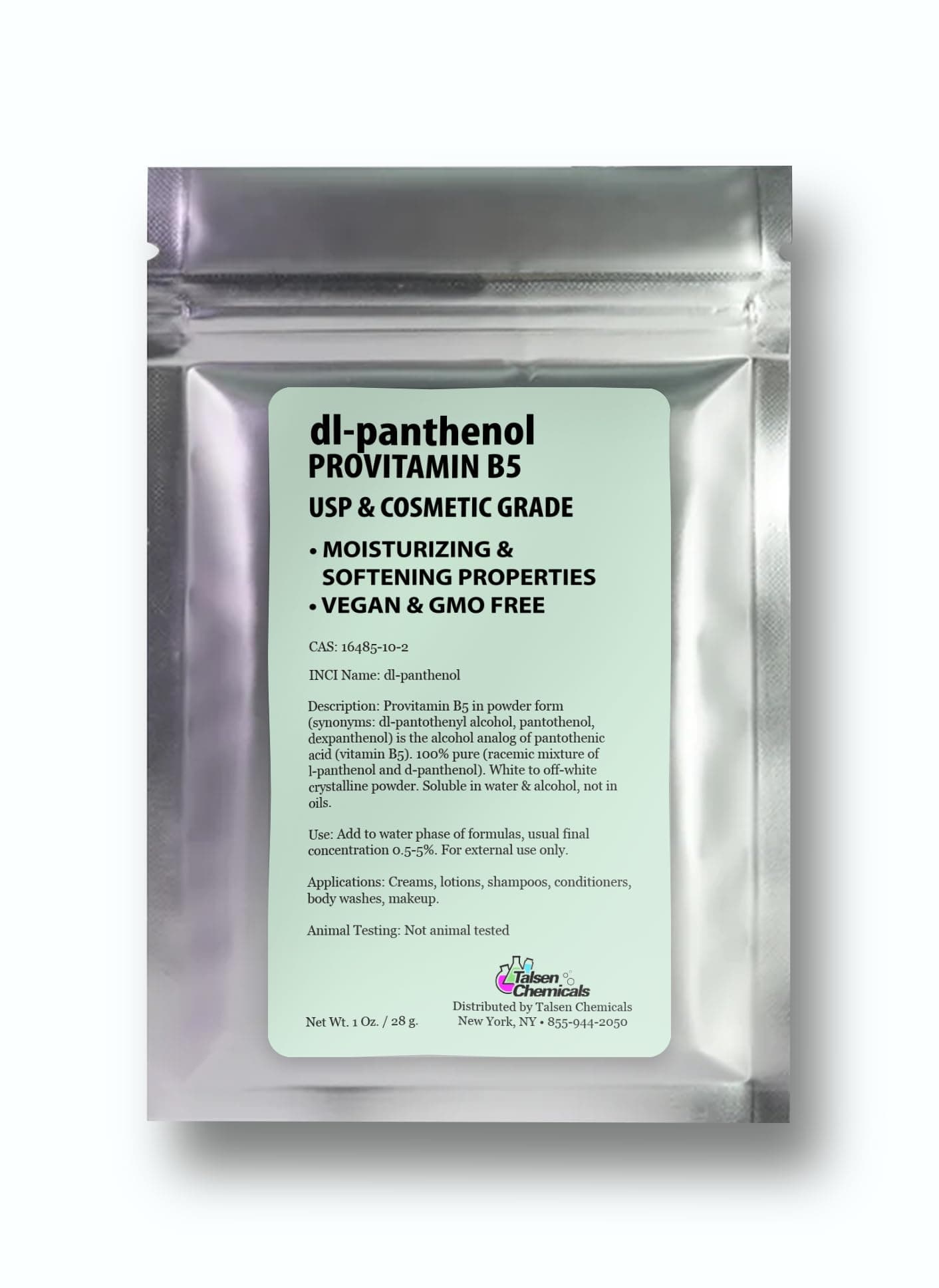 Provitamin B5 Powder dl-Panthenol DIY Panthenol Solution and Panthenol for Hair and Skin Moisturizer (1 Ounce / 28 Gram)