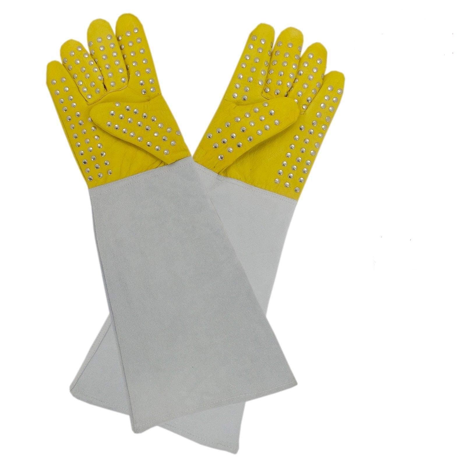 MarineStore@ Extra Heavy Duty Snake Handling Gloves - With Stainless Staples and Thick Leather that's Up Past Your Elbows …