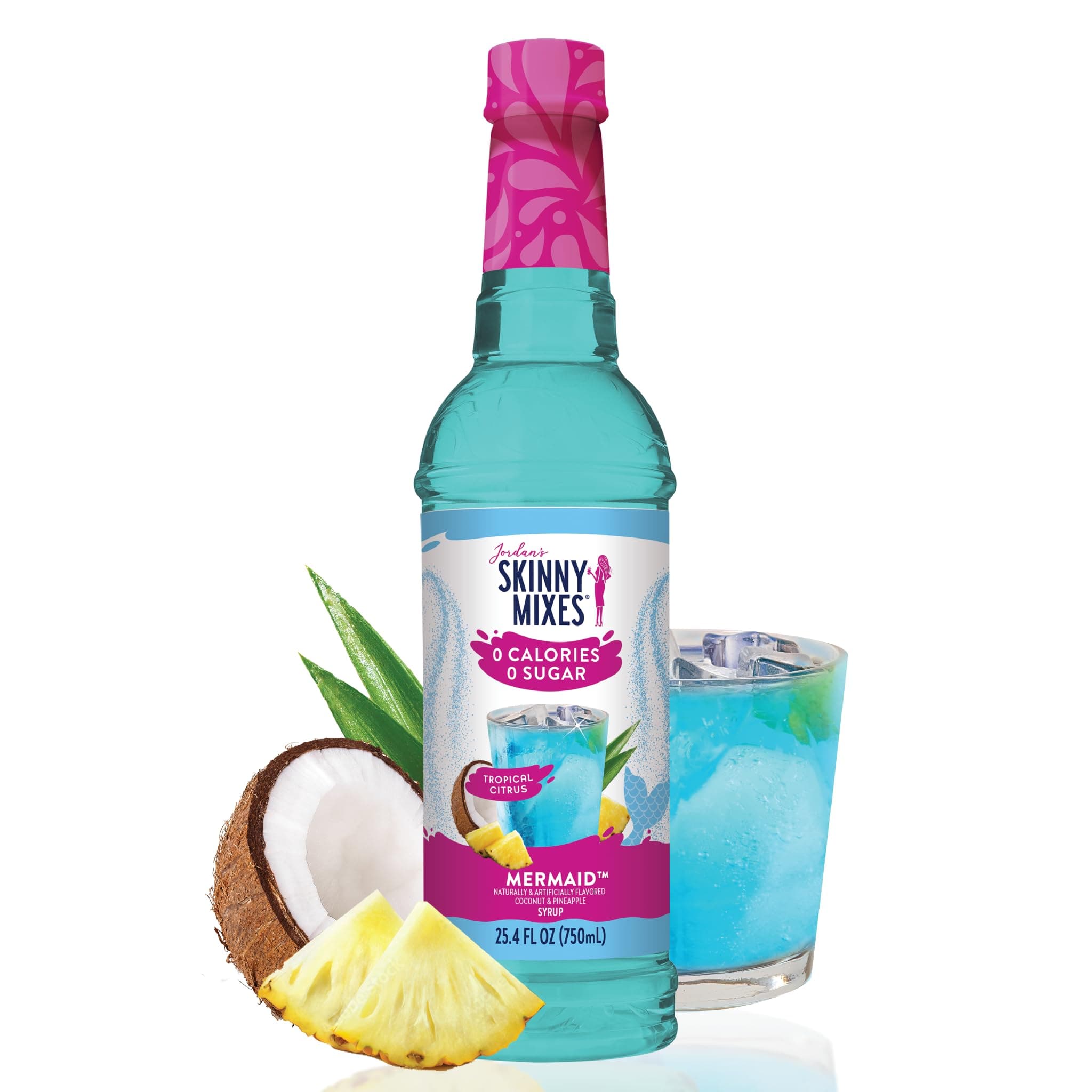 Jordan's Skinny Mixes Sugar Free Syrup, Mermaid Flavour, Fruit Flavour, Water Enhancer, Drink Blend for Iced Tea, Lemonade and More, Calorie Free Flavour, Keto Friendly, 60ml 1