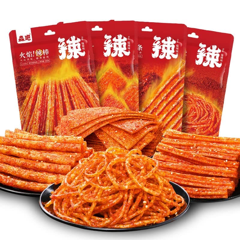 Flame Hot Strips, Hot Slices, Online Hot and Spicy Snacks (108g/Bag) Spicy Strips Chinese Snack Hot Silk, Gluten, Leisure Snacks,lataio Spicy Strips Latio (Hot Filament,1 bag)