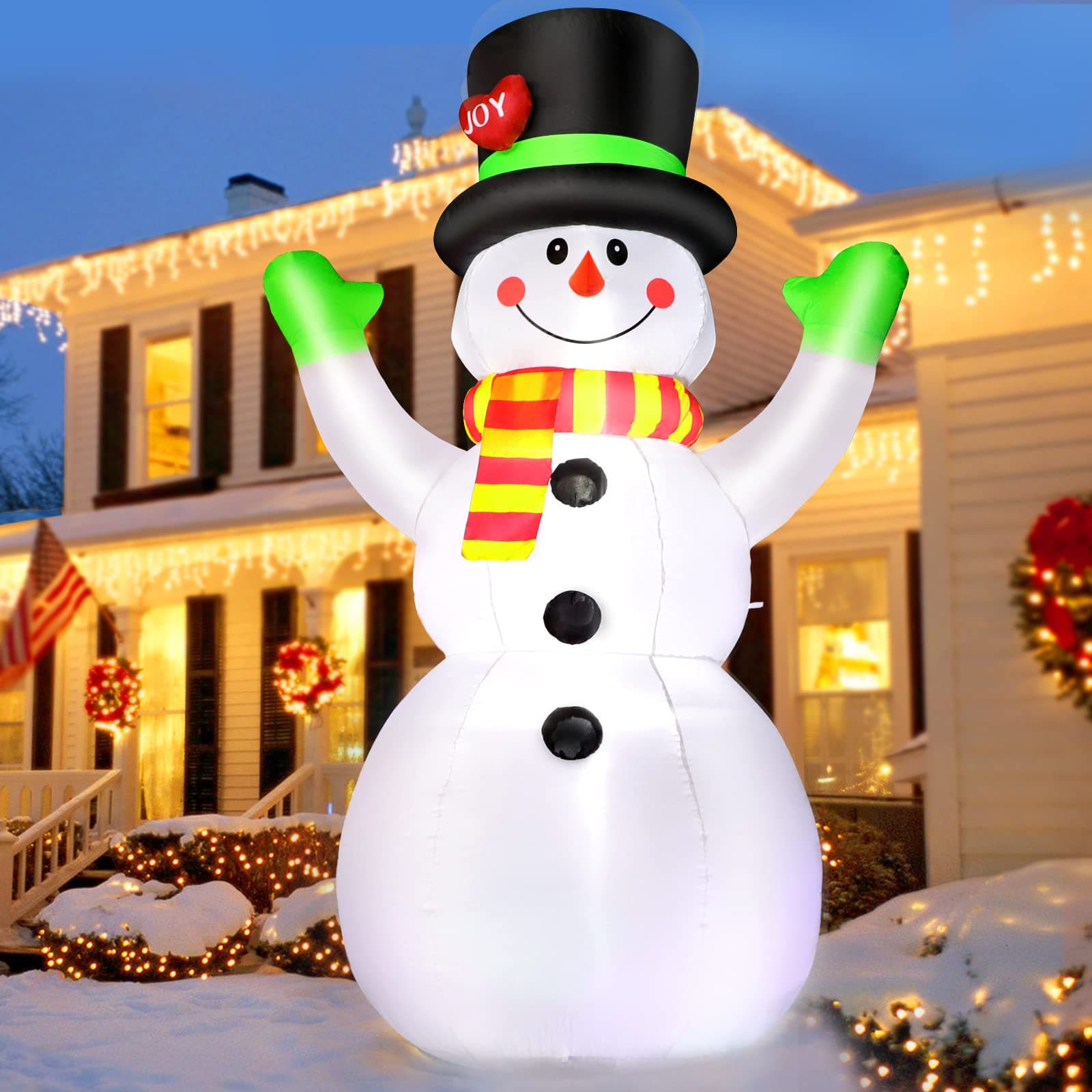 FunFanso 7 FT Christmas Inflatables Snowman Outdoor Decorations, Giant Blow up Snow Man Yard Decor Built-in Bright LED Light Wear Magic Hat, Weatherproof Holiday for Garden Patio Lawn Party Xmas Gifts