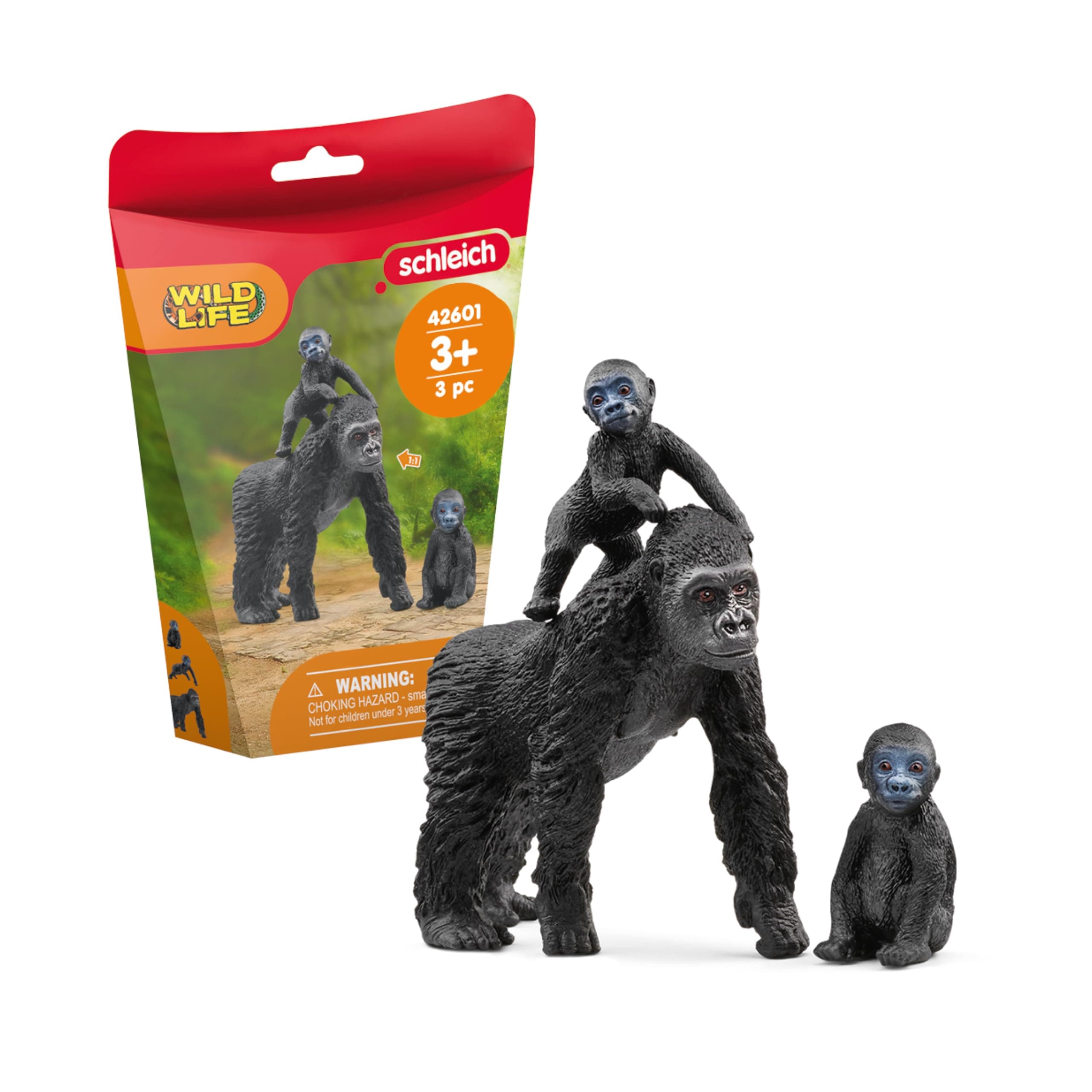 42601 Gorilla Family Wild Life Toy Figurine for Children Aged 3-8 Years