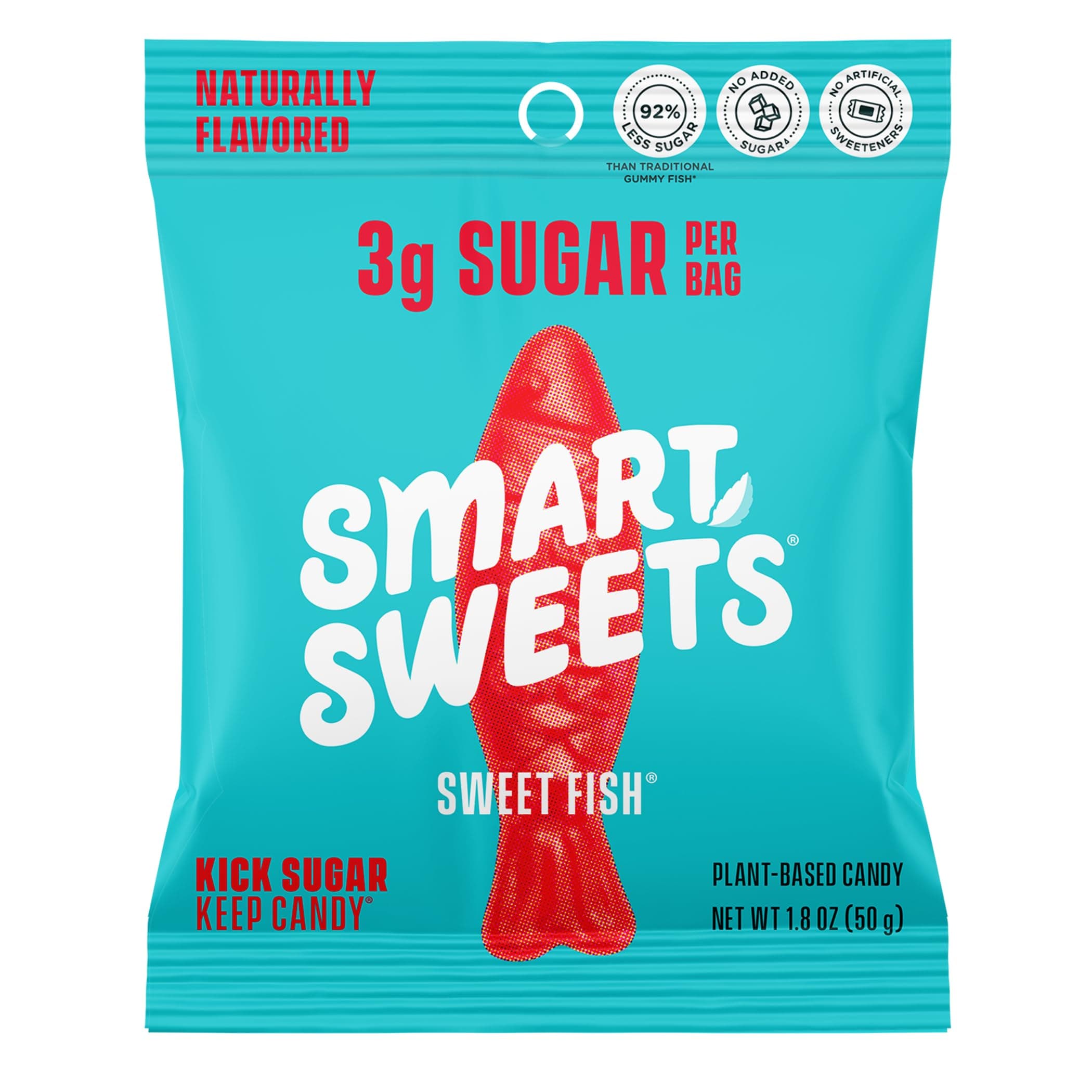 SmartSweets Sweet Fish| Candy with Low Sugar (3g)| Low Calorie| Plant-Based| Free From Sugar Alcohols| No Artificial Colors or Sweeteners| Pack of 6| New Juicy Recipe