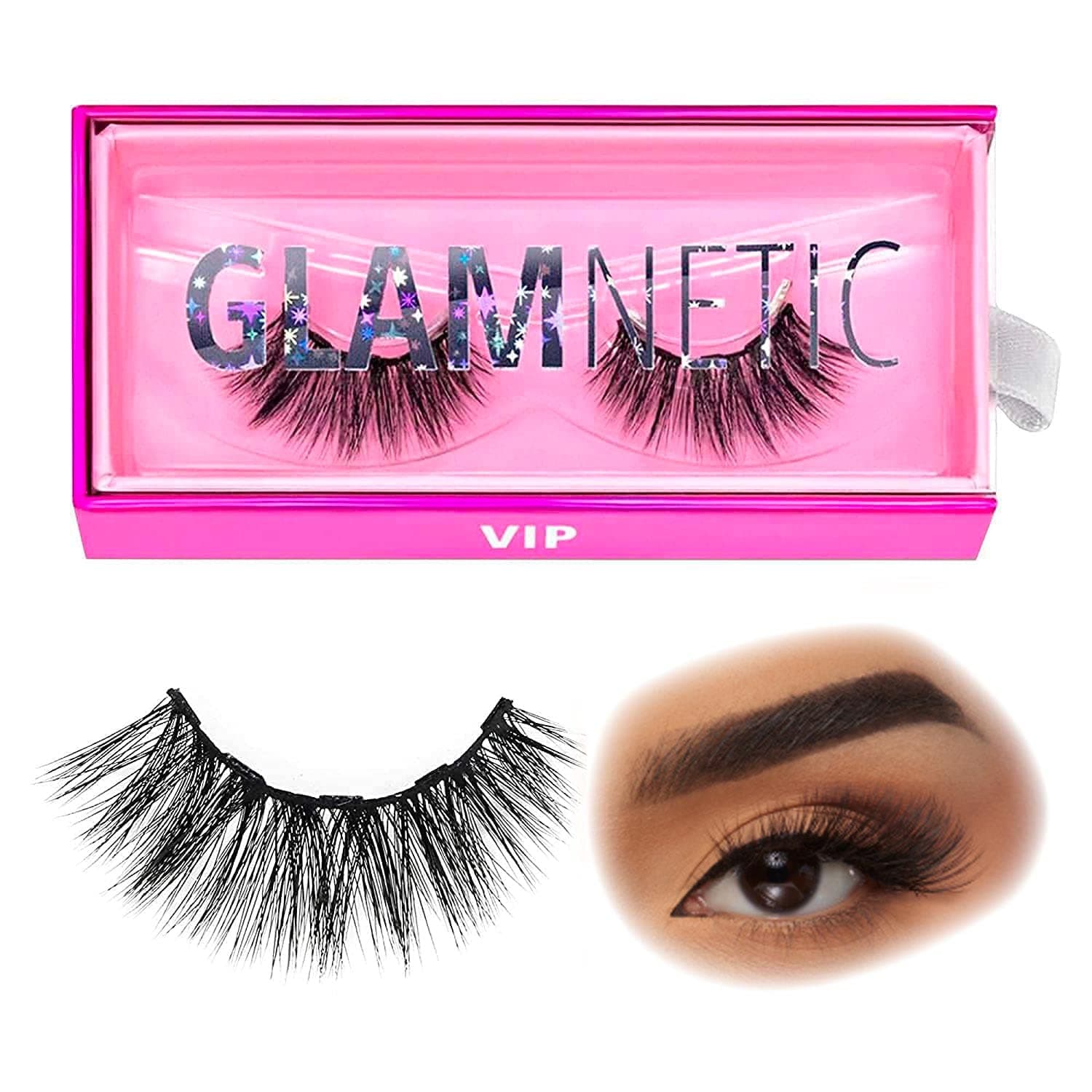 Glamnetic Magnetic Eyelashes - VIP | Long Magnetic Lashes, 60 Wears Reusable High Volume Faux Mink Lashes, Dramatic, Round - 1 Pair