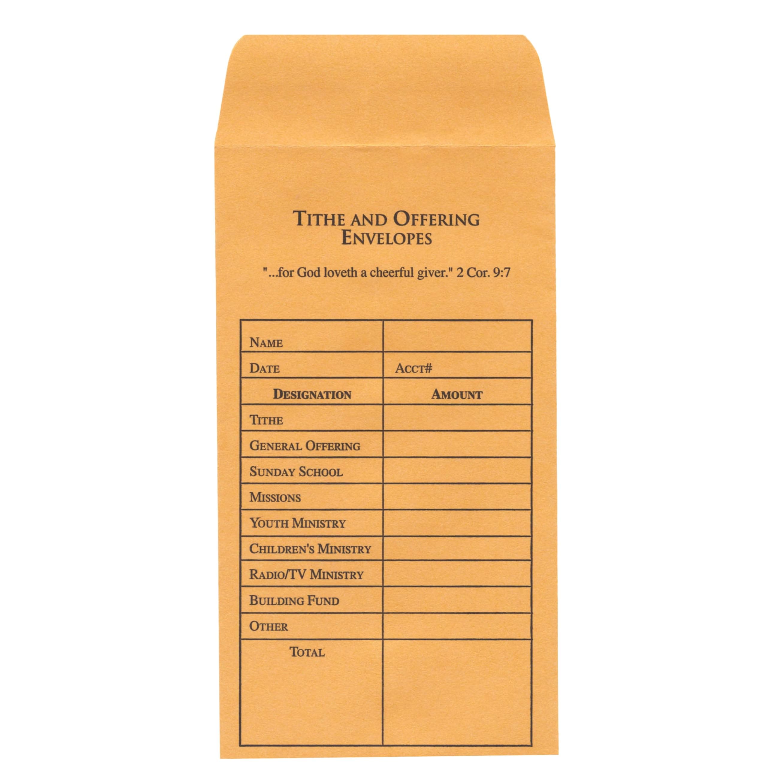 Tithe and Offering Envelope (Bill-Sized): 2 Corinthians 9:7 (KJV)