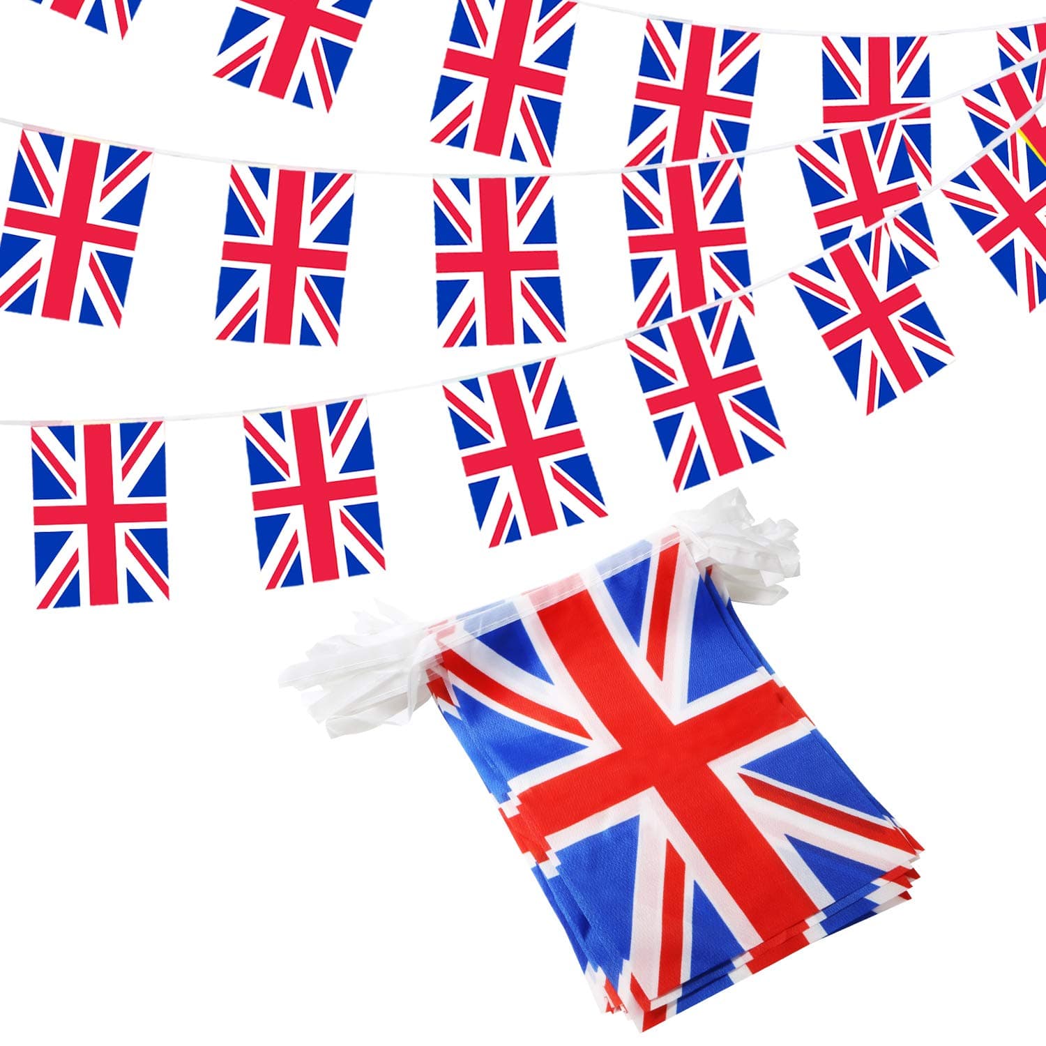 Anley United Kingdom String Flag - UK String Pennant Banners Patriotic Events British Union Jack Decoration Sports Bars - 33 Feet 38 Flags