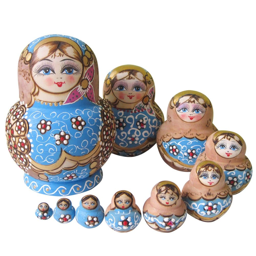YAKELUS 10pcs Russian Nesting Dolls Matryoshka handmade1079