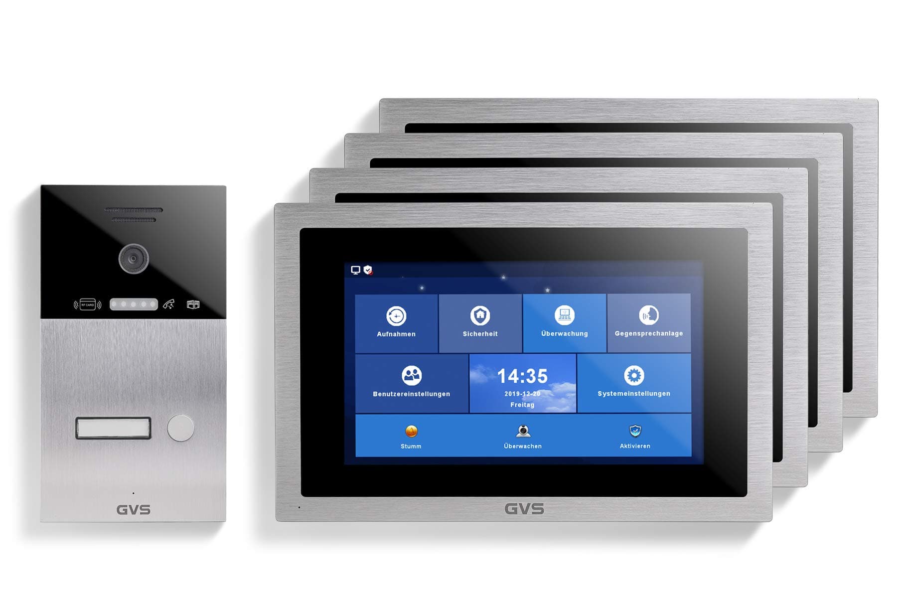 GVS IP Video Door Intercom with 10 Inch Monitor - Ideal Set for Detached House & Home - IP65 Doorbell Door Station with 120° HD Camera - App Control - RFID - Model AVS4096A