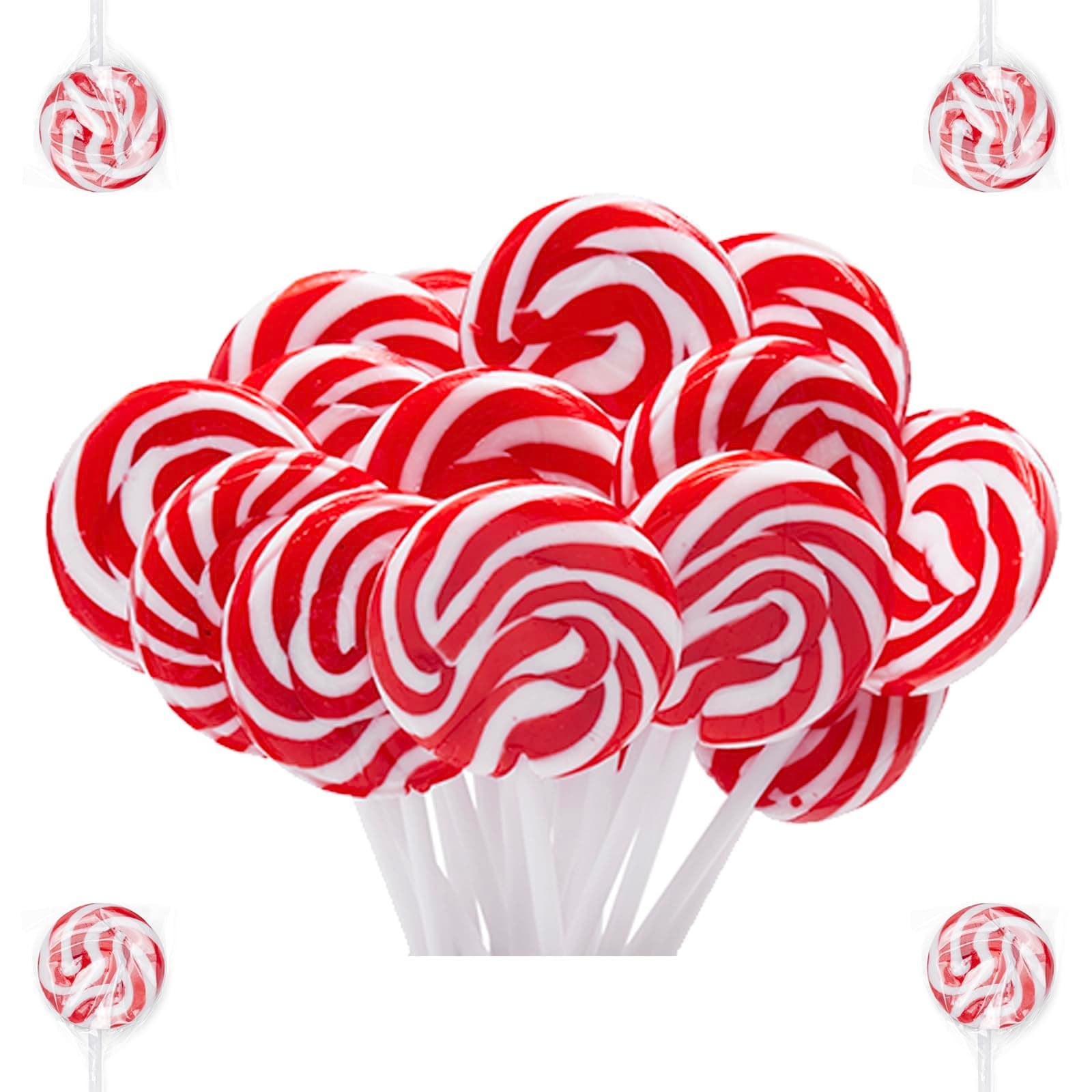 1.5" Swirl Lollipop, Rainbow Lollipops Individually Wrapped Bulk, Rainbow Candy Kid's Lollipops Candy for Birthday, Strawberry Flavor 40 Pack LIDATREE