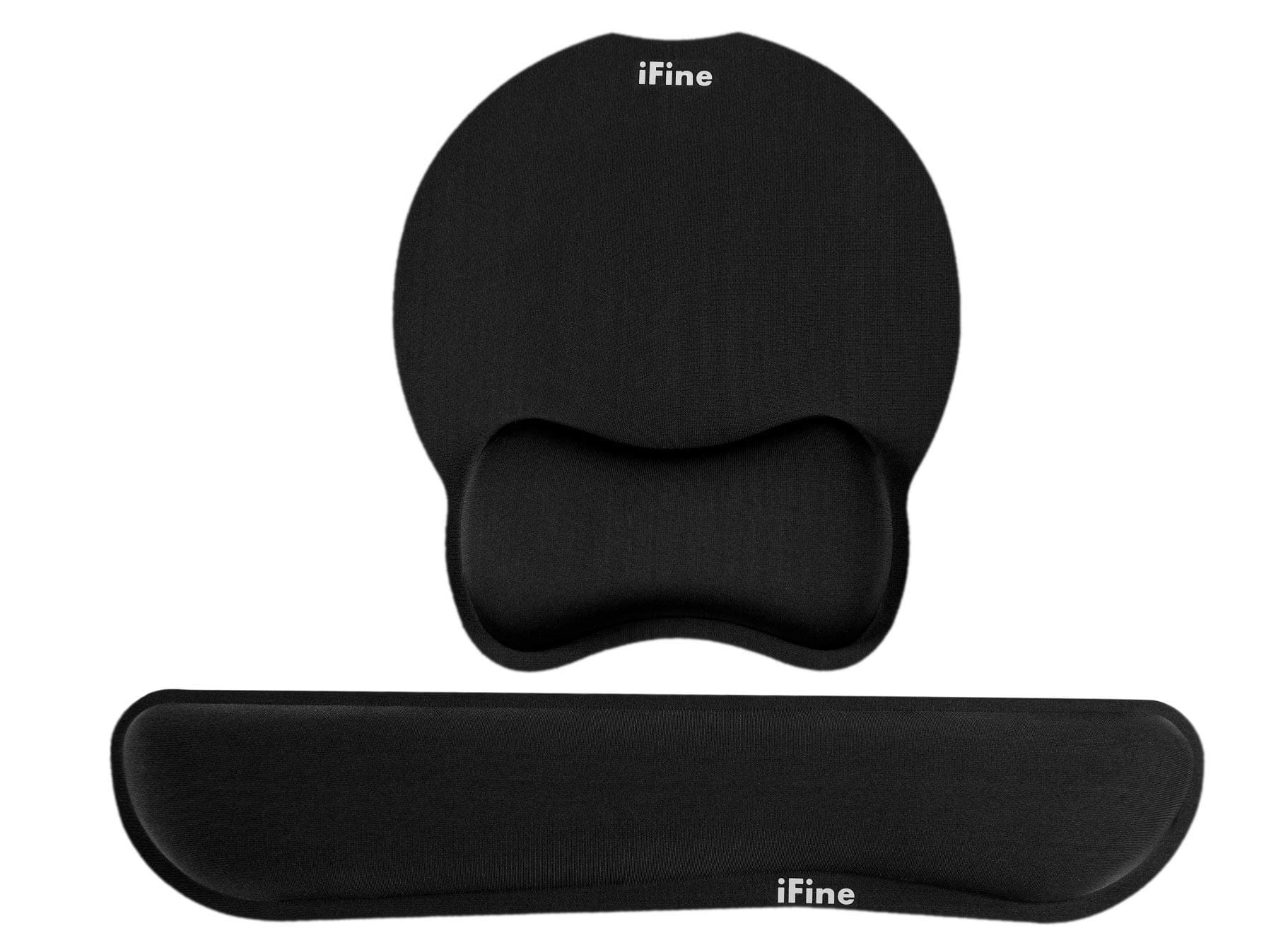 iFine Upgrade Enlarged Superfine Fiber Soft Smooth Memory Foam Ergonomic Mouse Pad & Keyboard Wrist Rest Comfortable for Desktop Laptop Mac Gaming Office School or Home for Stress Free Typing (Black)
