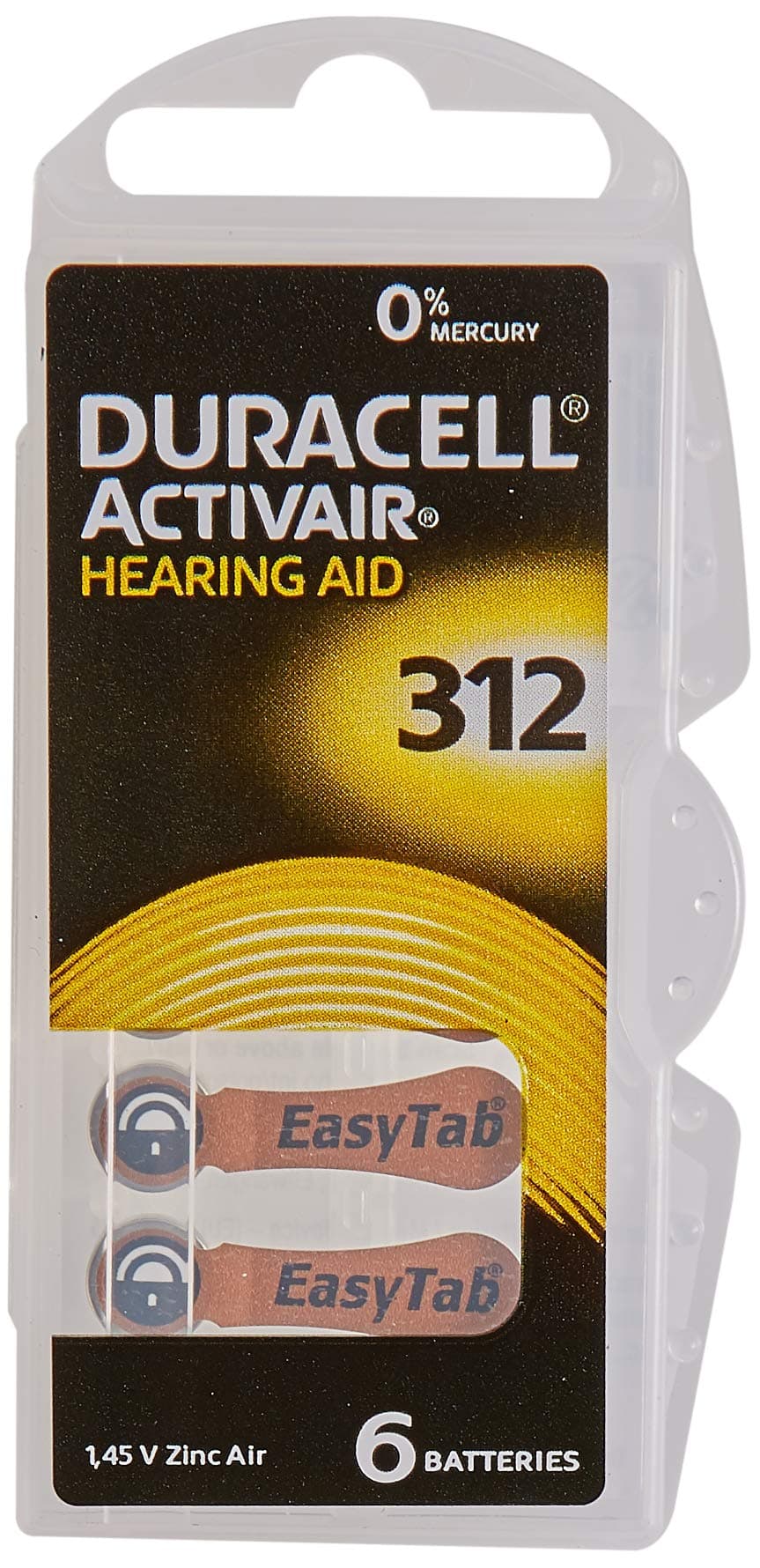 EasyTab/Activair Type 312 Hearing Aid Batteries Zinc Air P312 PR41 ZL3 Pack of 60