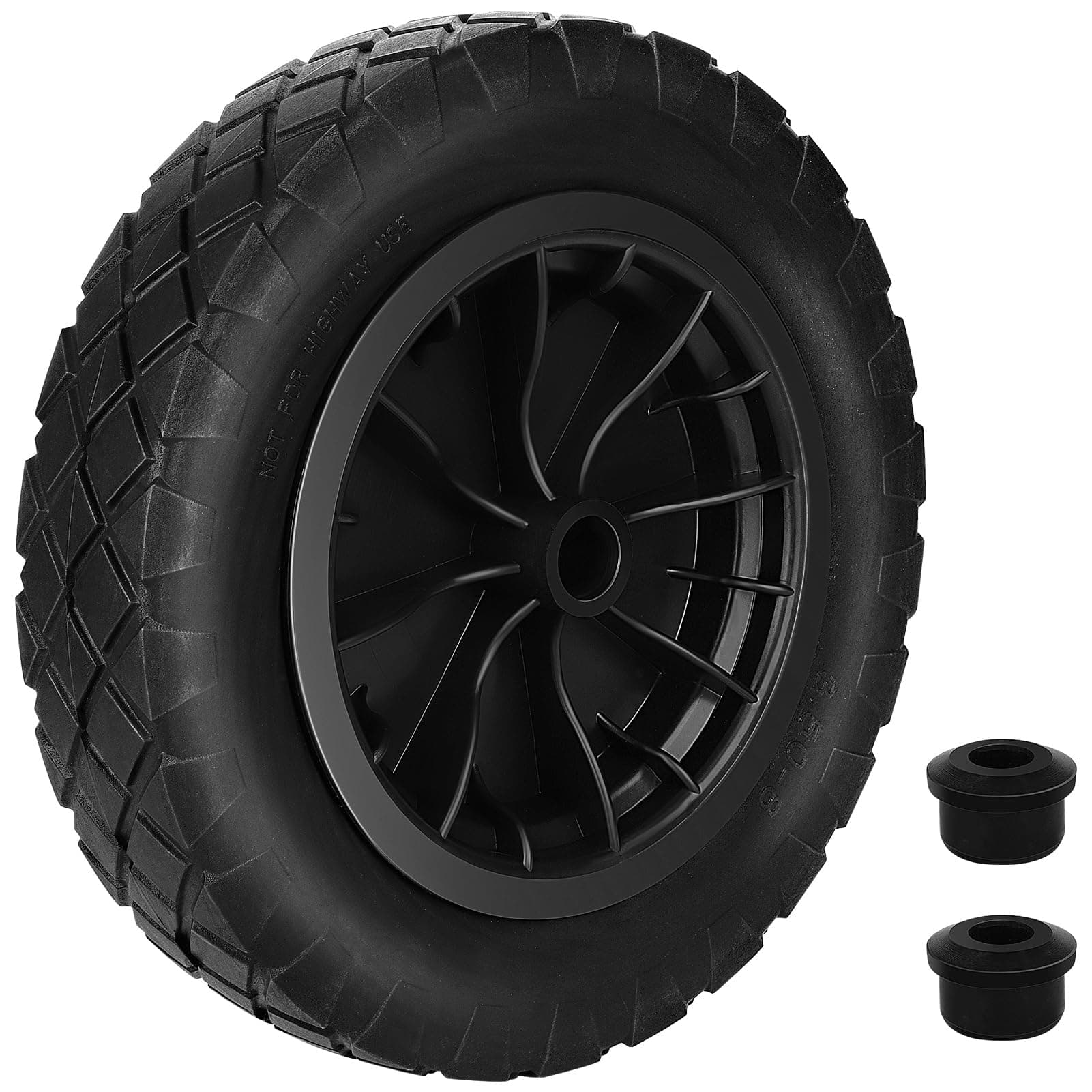 14" Wheelbarrow Wheel 3.5-8 PU Puncture Proof Solid Wheel Heavy Duty Replacement Tire for Garden Trolley Barrow Go Cart Trailer Truck (Black)