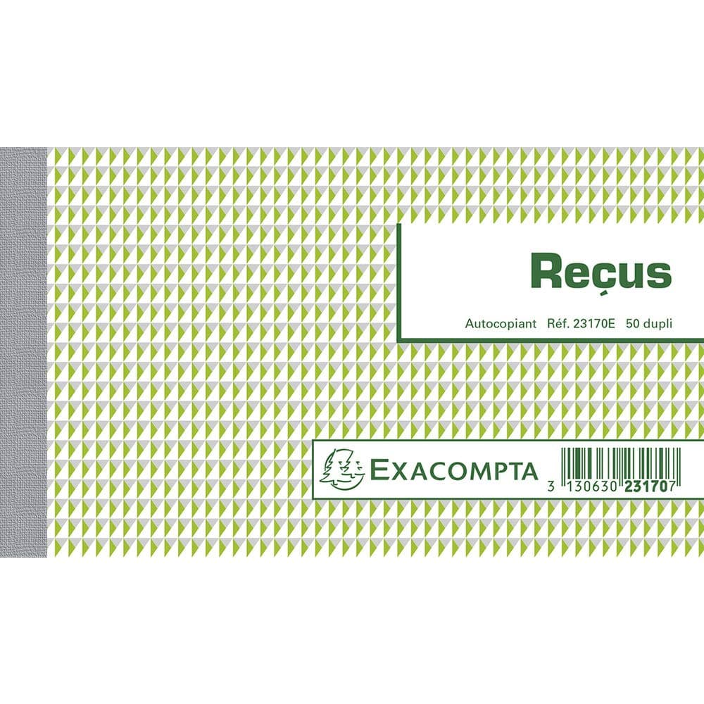 ExacomptaRef. 23170E - 1 Manifold RECEIPT - 50 numbered carbonless sheets in 2 copies (1 original + 1 copy) - format 105 x 180 mm - FSC certified - made in FranceThe Forest Stewardship Council