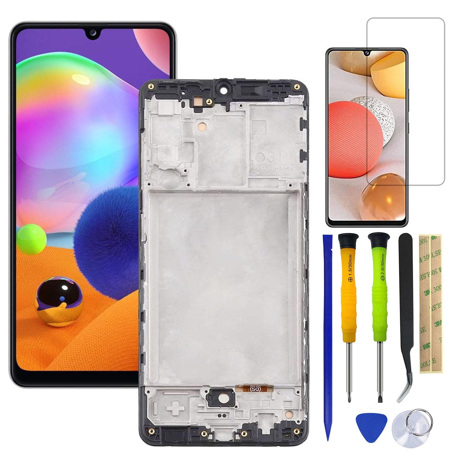 LCD Screen Replacement for Samsung Galaxy A31 A315 SM-A315F SM-A315F/DS A315G 6.4" LCD Display Touch Screen Digitizer Assemblywith Frame +Tools